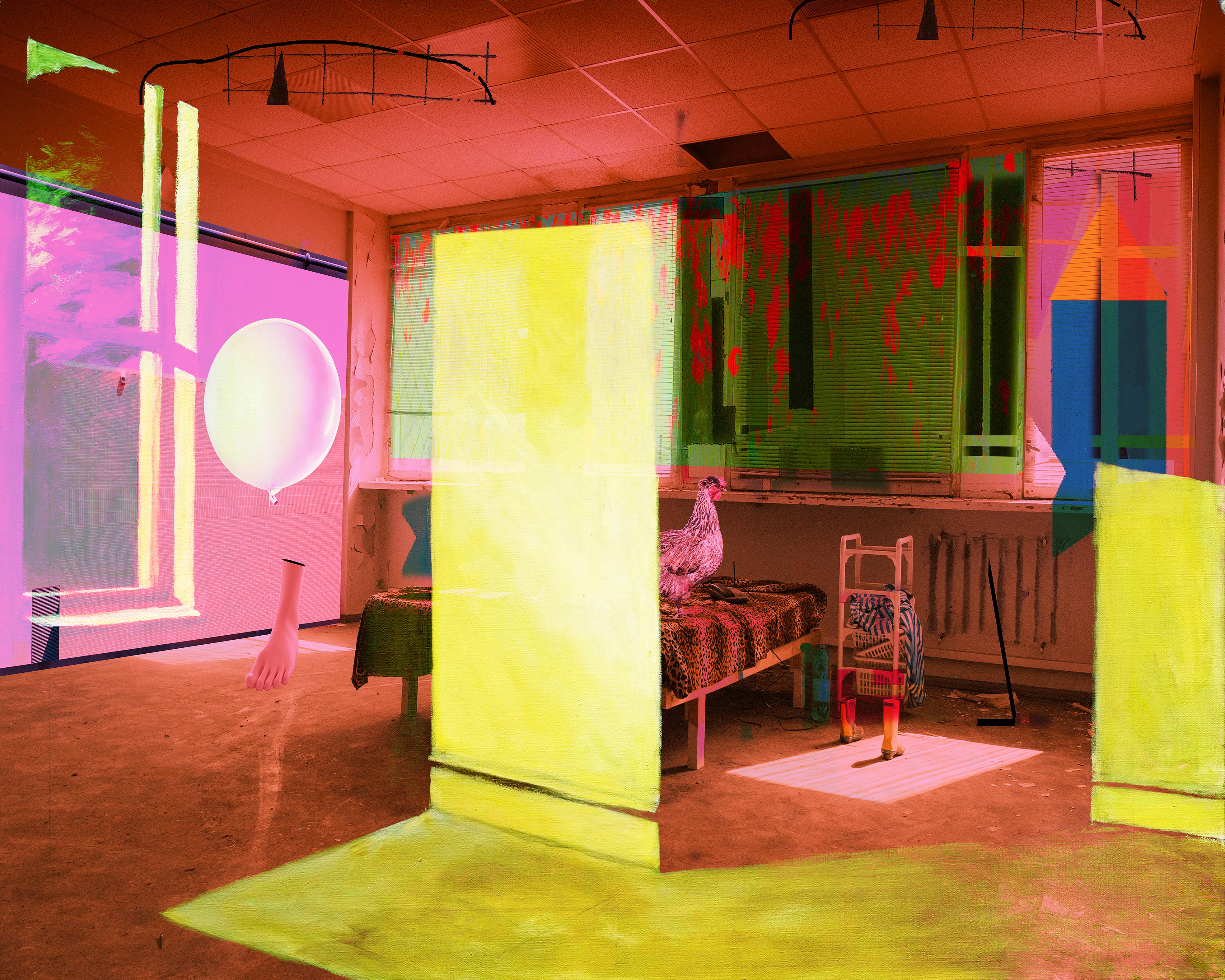 Interior with chicken