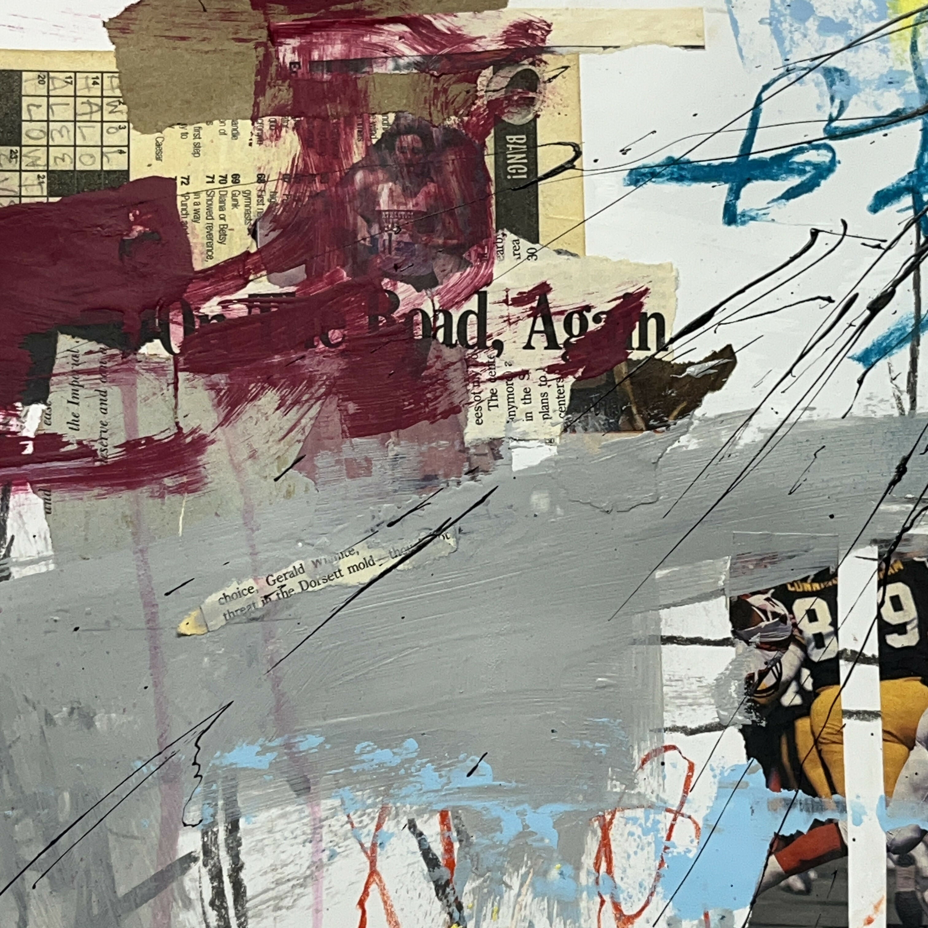 Abstract Collage Contemporary Mixed Media Painting Original Mixed Media Abstract Art Painting 18x24 “On the Road, Again" Sam Lewis