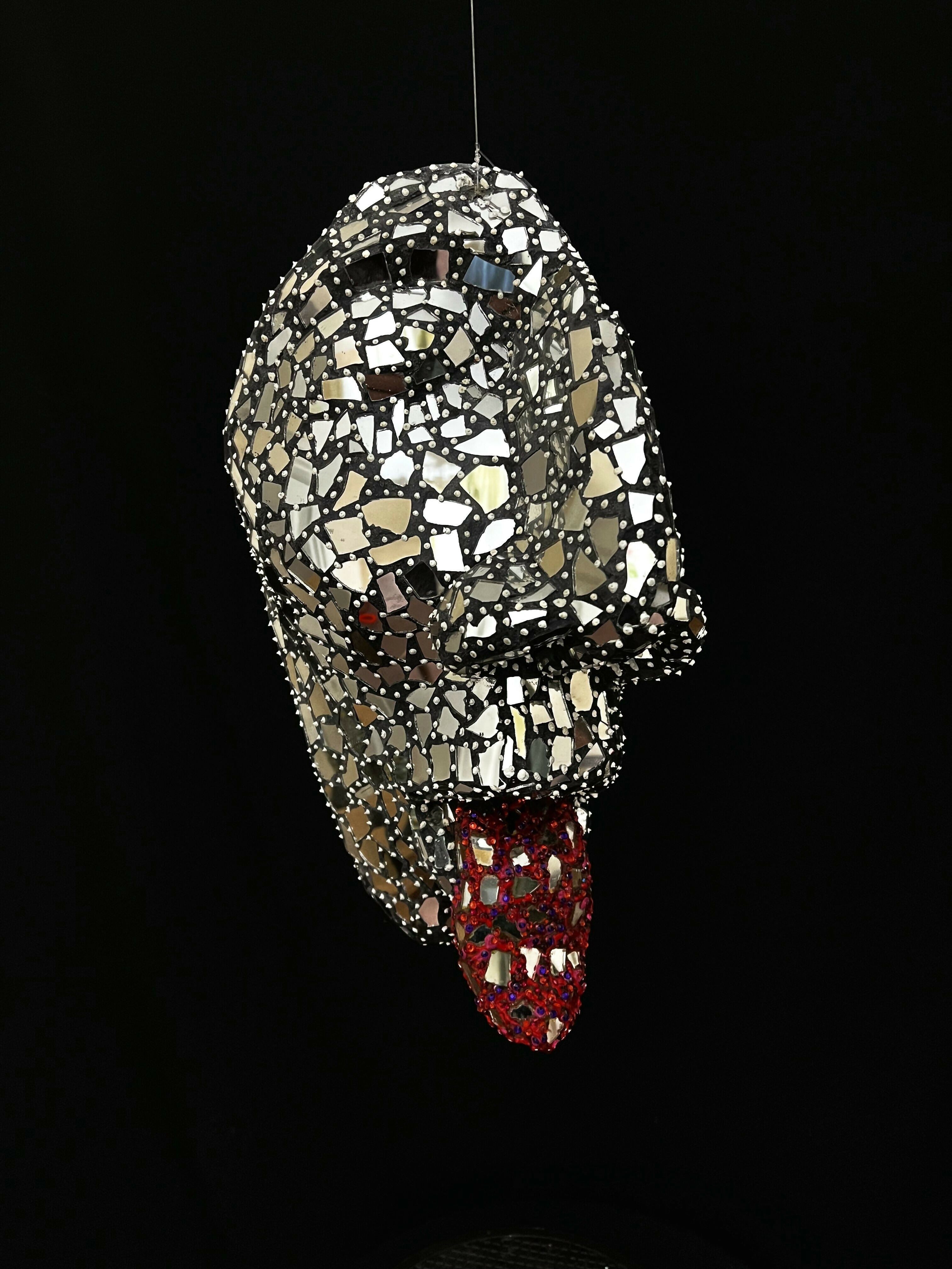 Figurative Mixed Media Mosaic Sculpture " The Pill Taker " Andru Fijalkowski