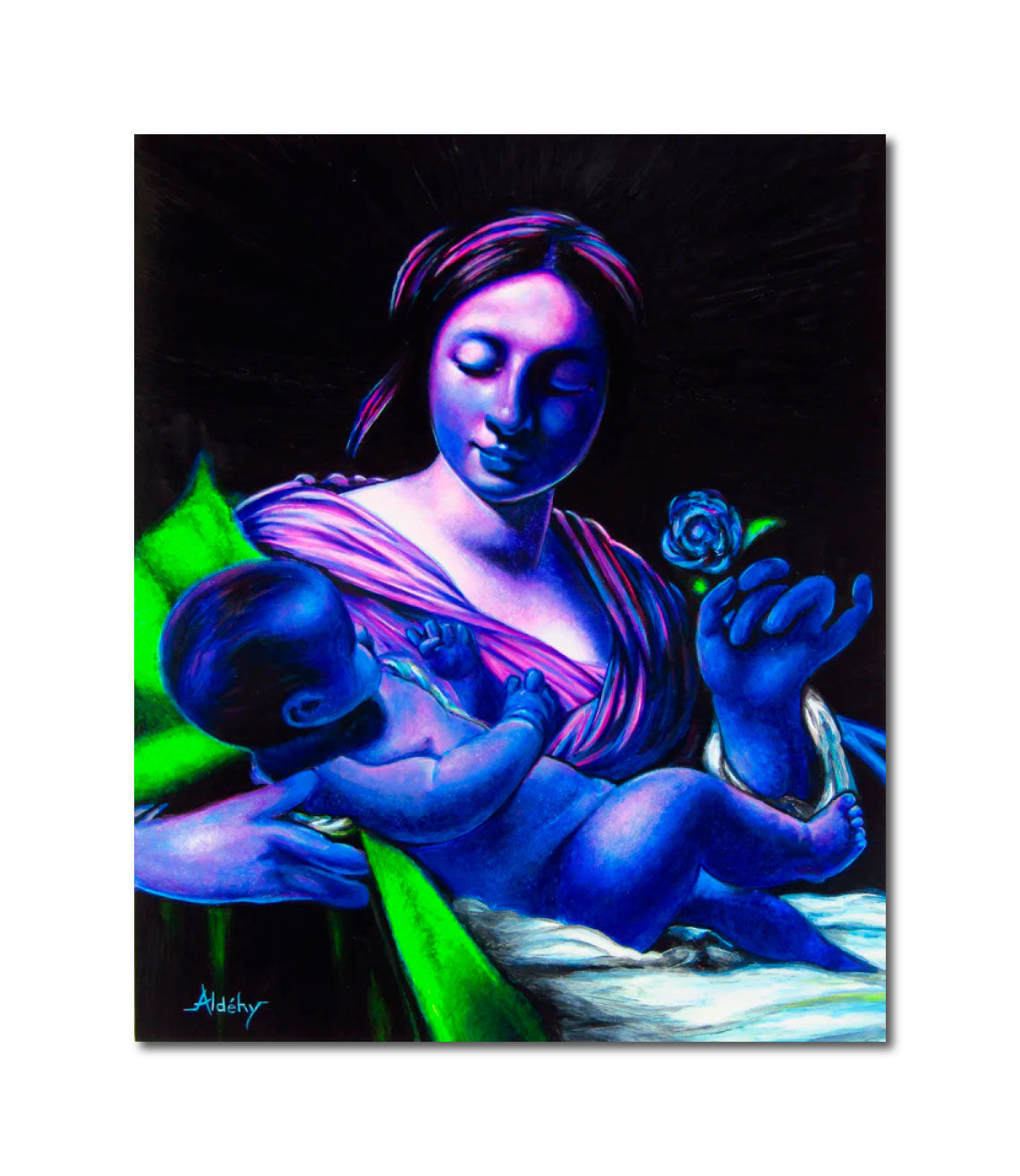 'LA VIERGE ET LE CIEL' - Acrylic painting on komacel