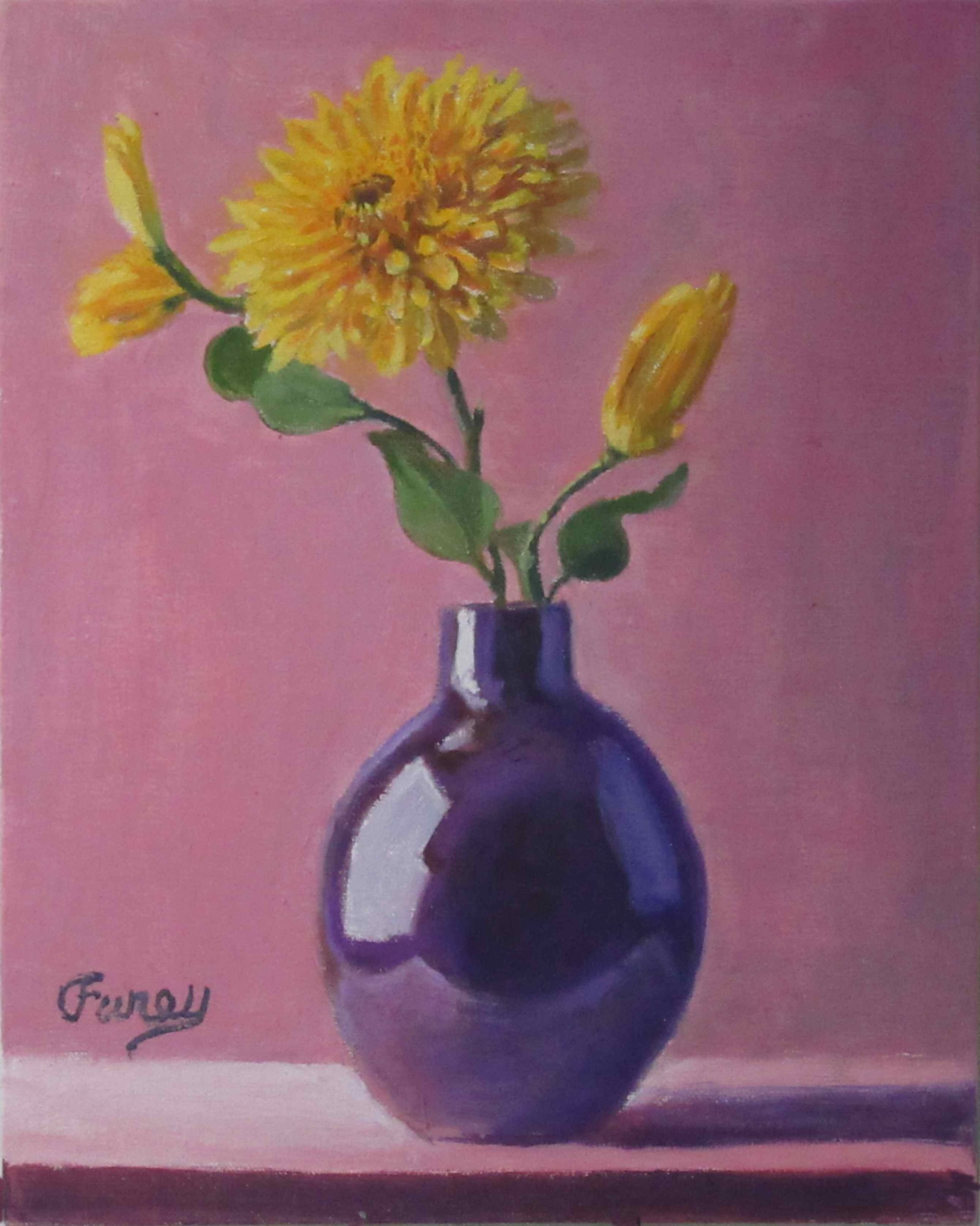 Art Oil Painting Purple Vase Tom Furey