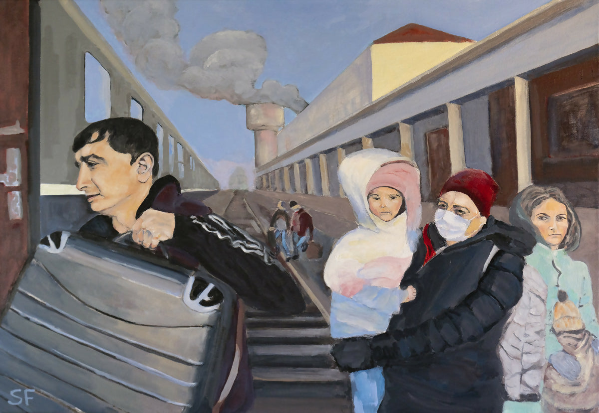 Oil Painting The Romanian station Stuart Franklin