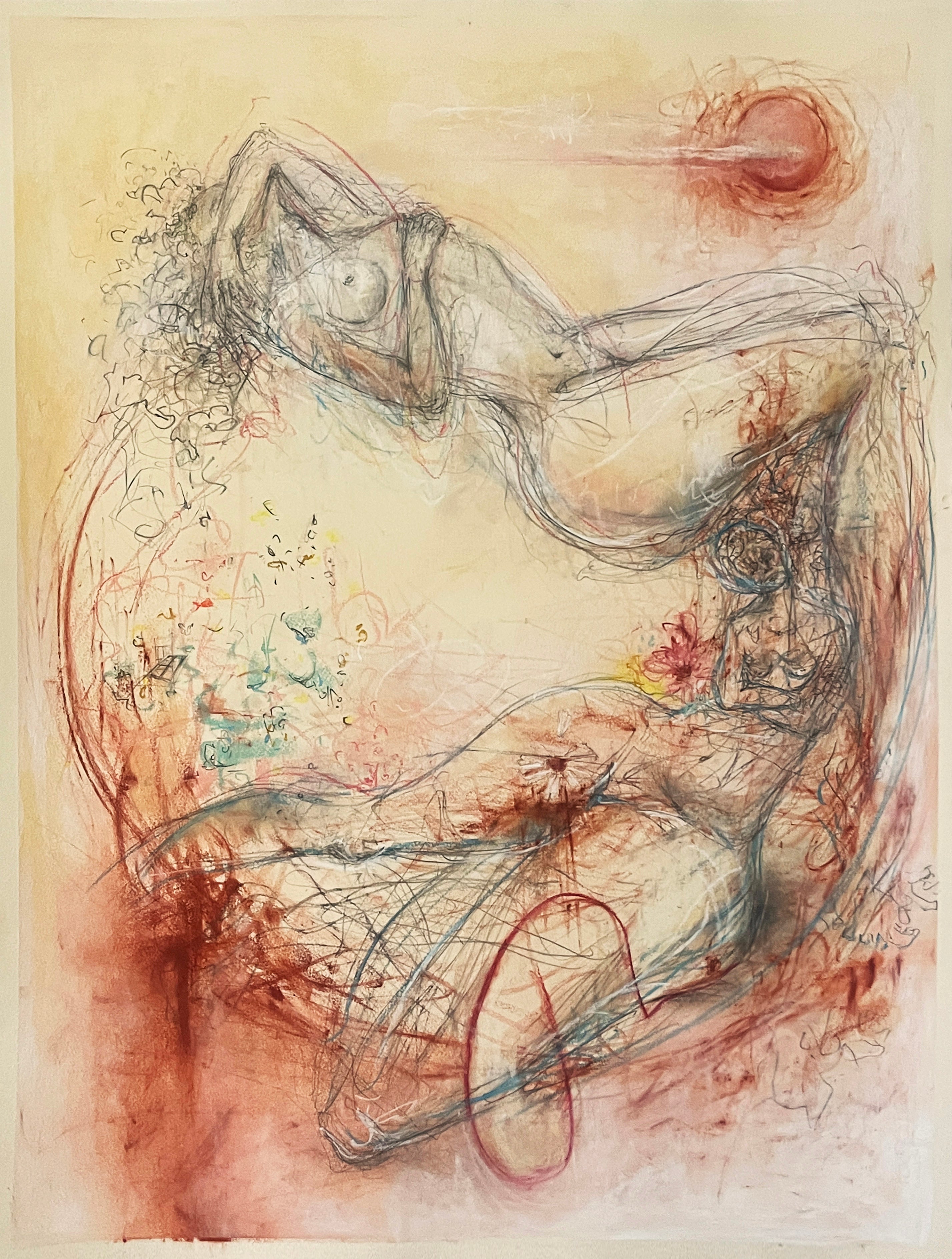 Contemporary Drawing Figurative Surrealism 'INN[T]ERMISSION 03' - Soft Pastel and Graphite on Paper Milan DelVecchio