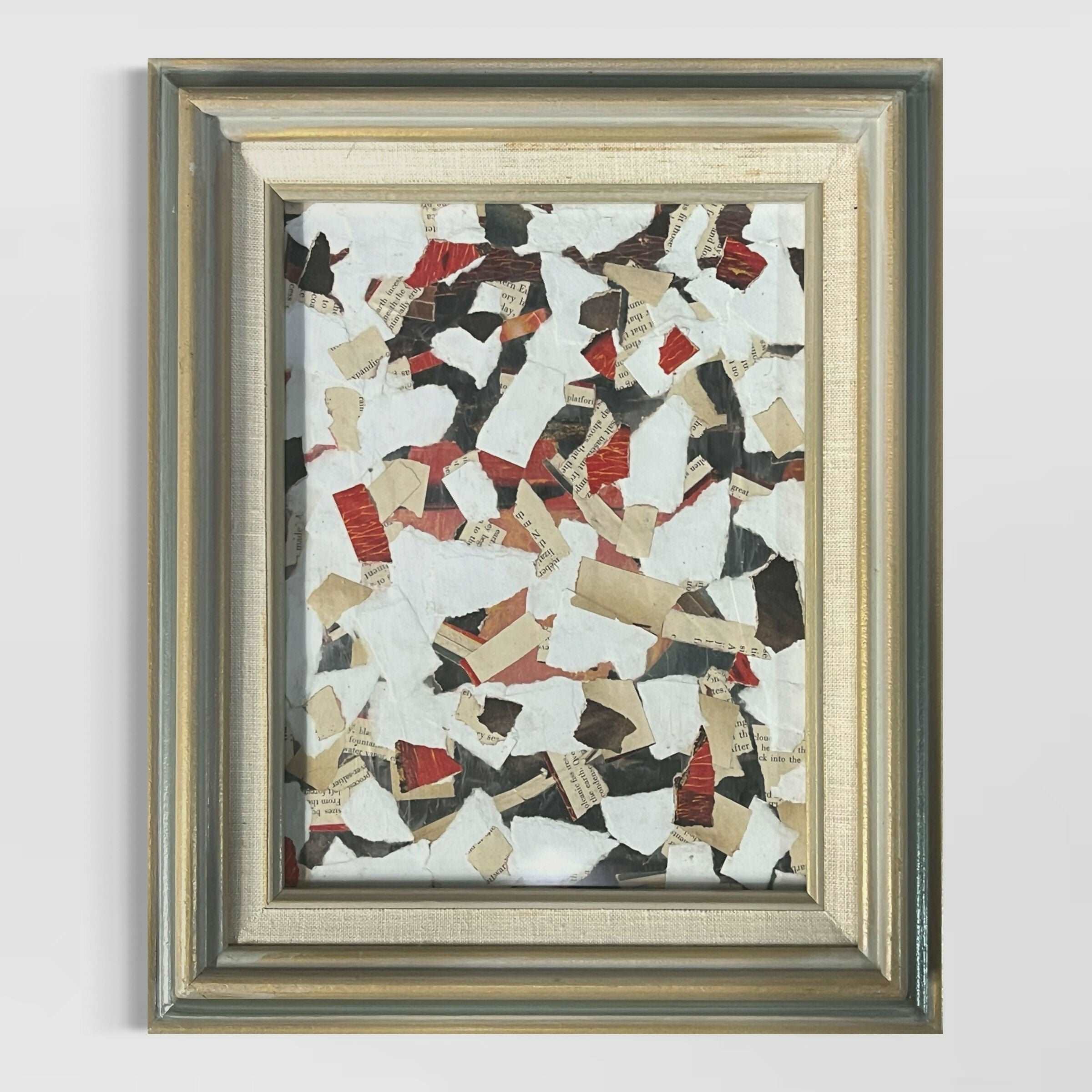 Abstract Collage Contemporary Mixed Media Painting "Center of the Earth I" Original Framed Mixed Media Abstract Art Collage 11x13 Sam Lewis