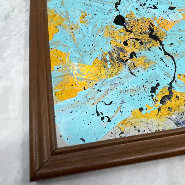 Abstract Painting 'MANGO SPLASH' - Framed Original Abstract Art Painting Sam Lewis