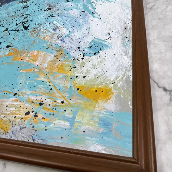 Abstract Painting 'MANGO SPLASH' - Framed Original Abstract Art Painting Sam Lewis