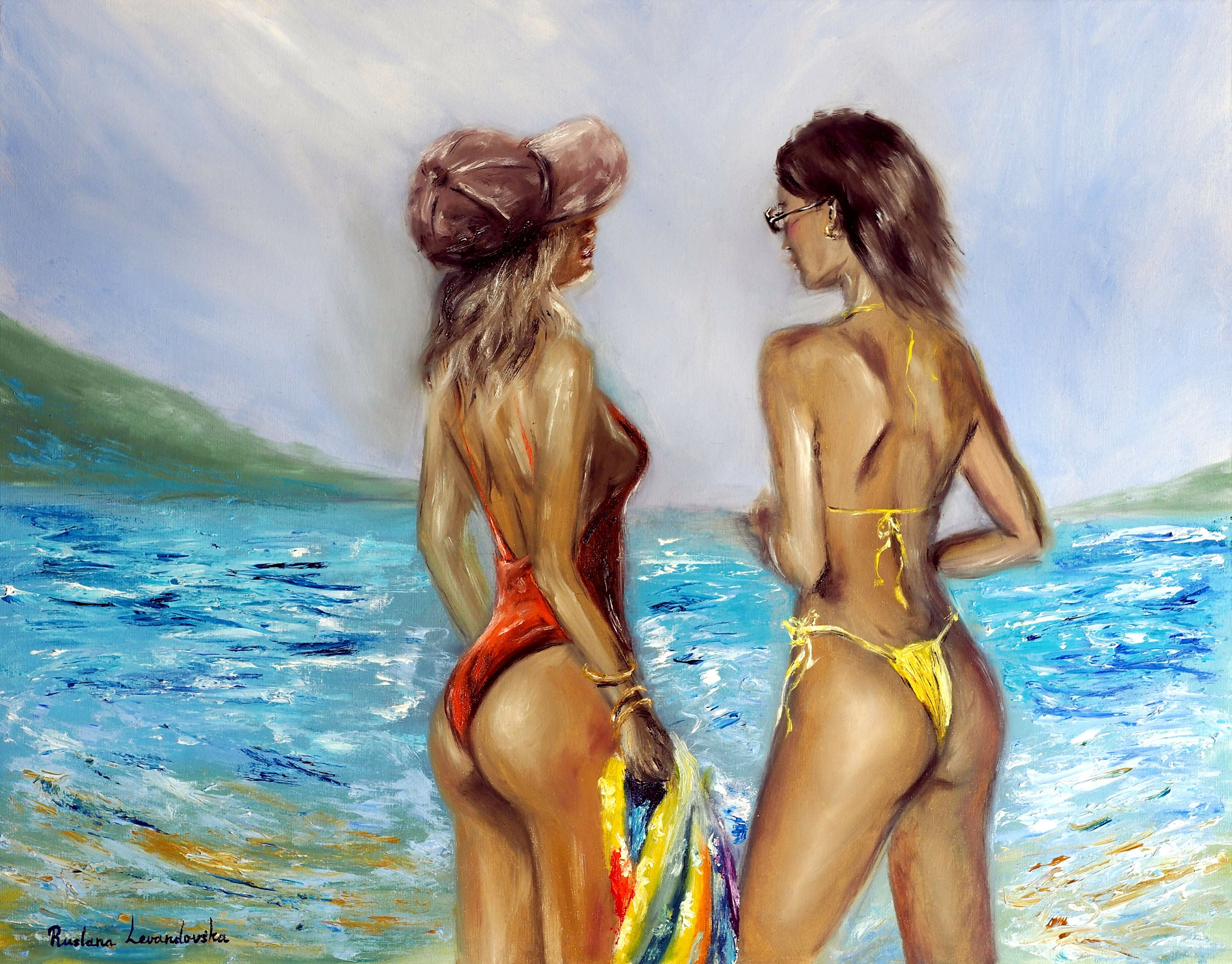 Figurative Oil Painting Seascape At the Beach Ruslana Levandovska