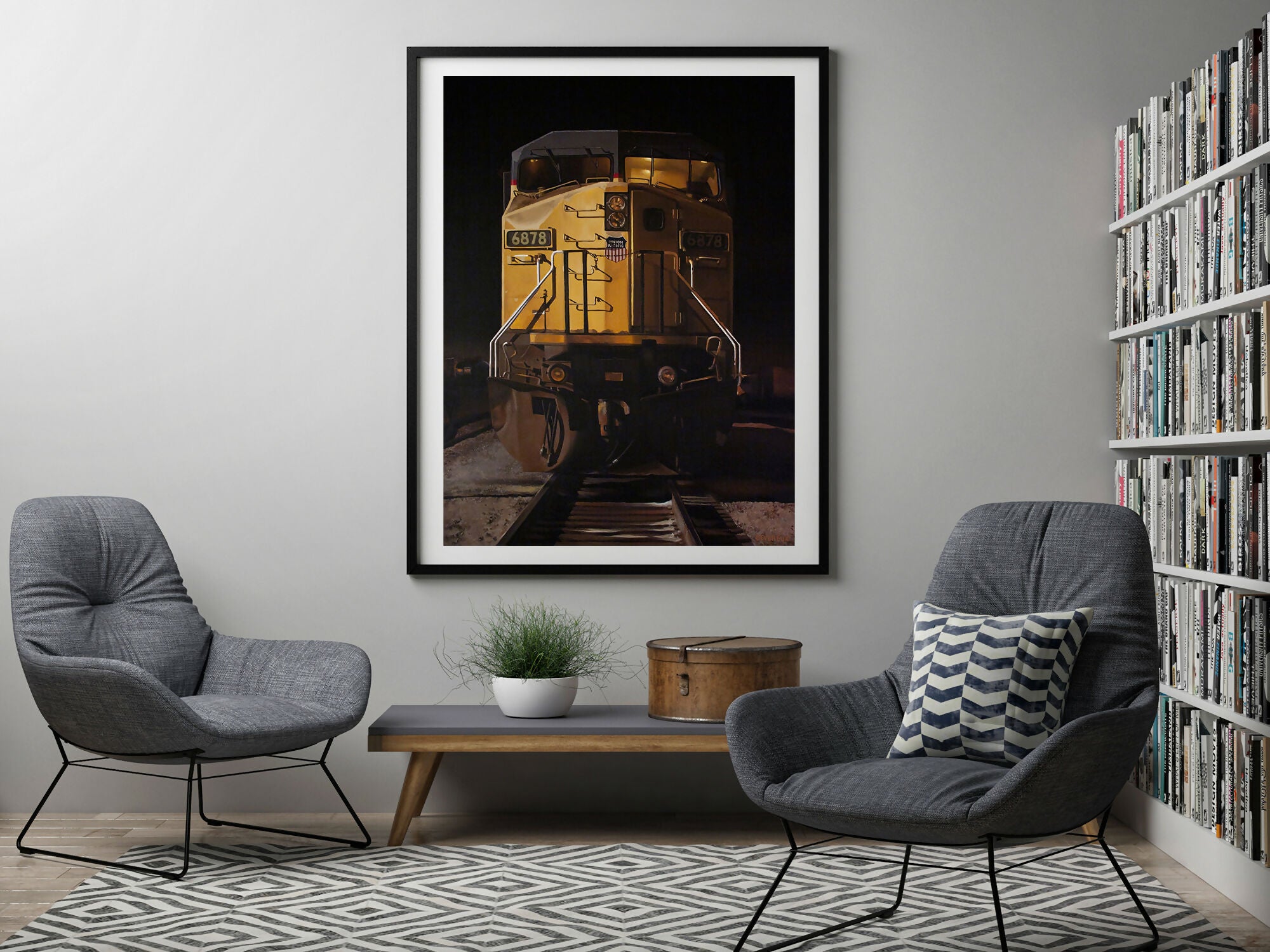 Acrylic Art Painting UNION PACIFIC ENGINE Alex Devereux