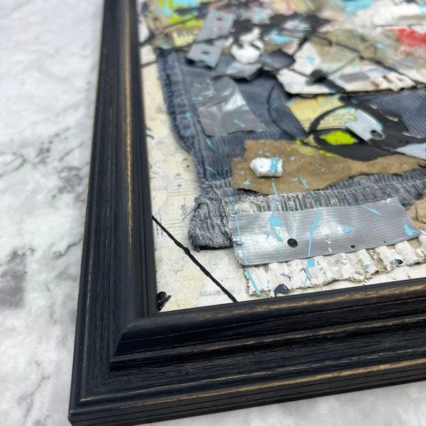 Abstract Collage Painting 'ORIGINAL FRAMED ABSTRACT ART FOUND OBJECT ASSEMBLAGE COLLAGE ORIGINAL' Sam Lewis