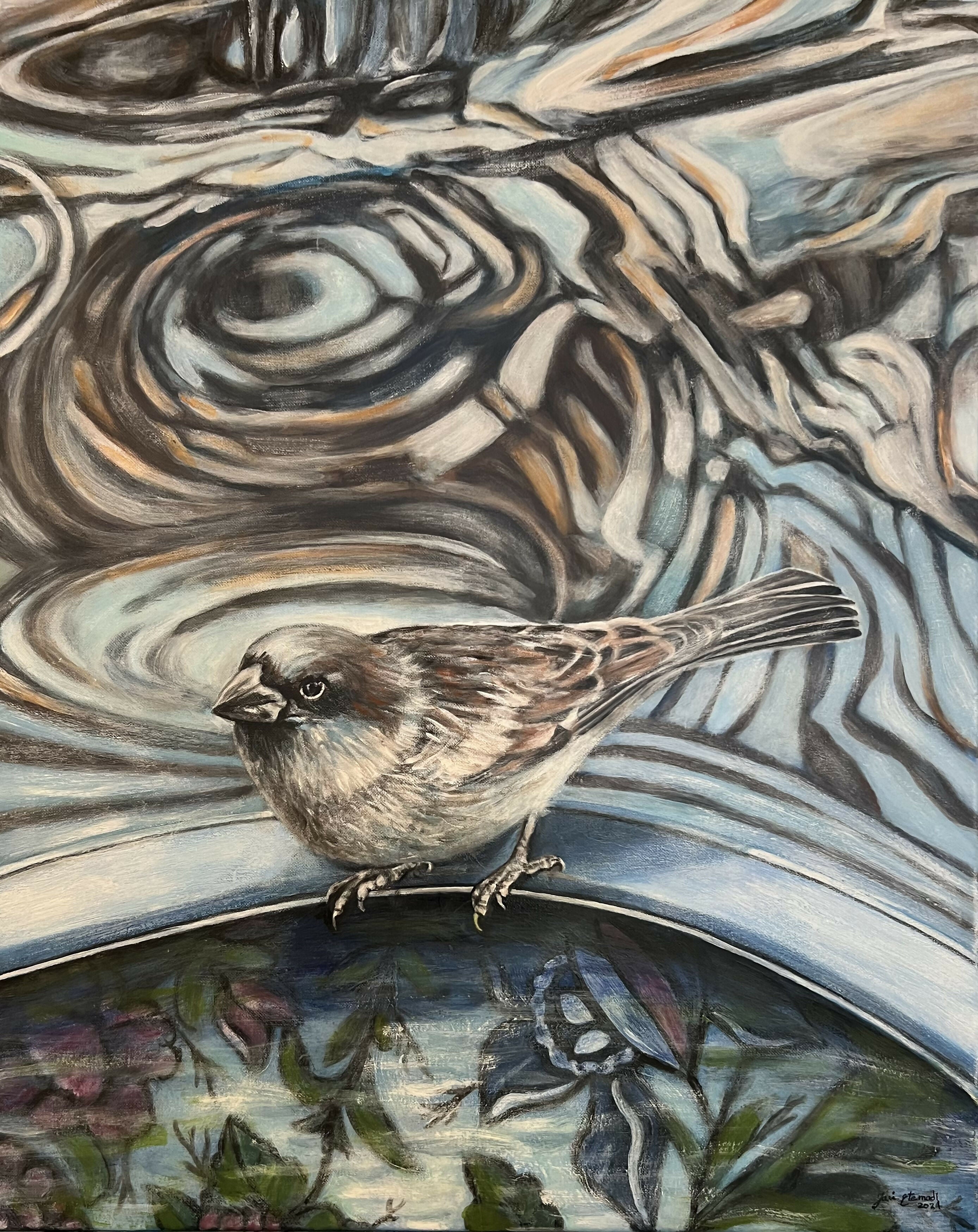 Acrylic Art Gonjeshkake Ashi Mashi - The Little Sparrow Art Plus