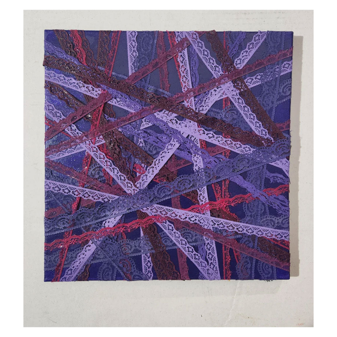 'PURPLE WEBS' Acrylic, Lace, and Mixed Media on Canvas