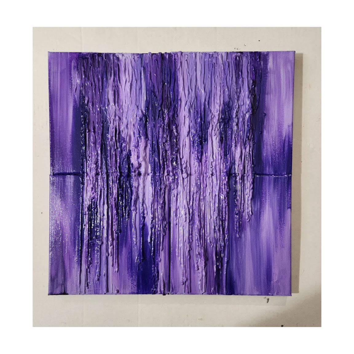'PURPLES MELTING' Acrylic, Crayon, and Mixed Media on Canvas