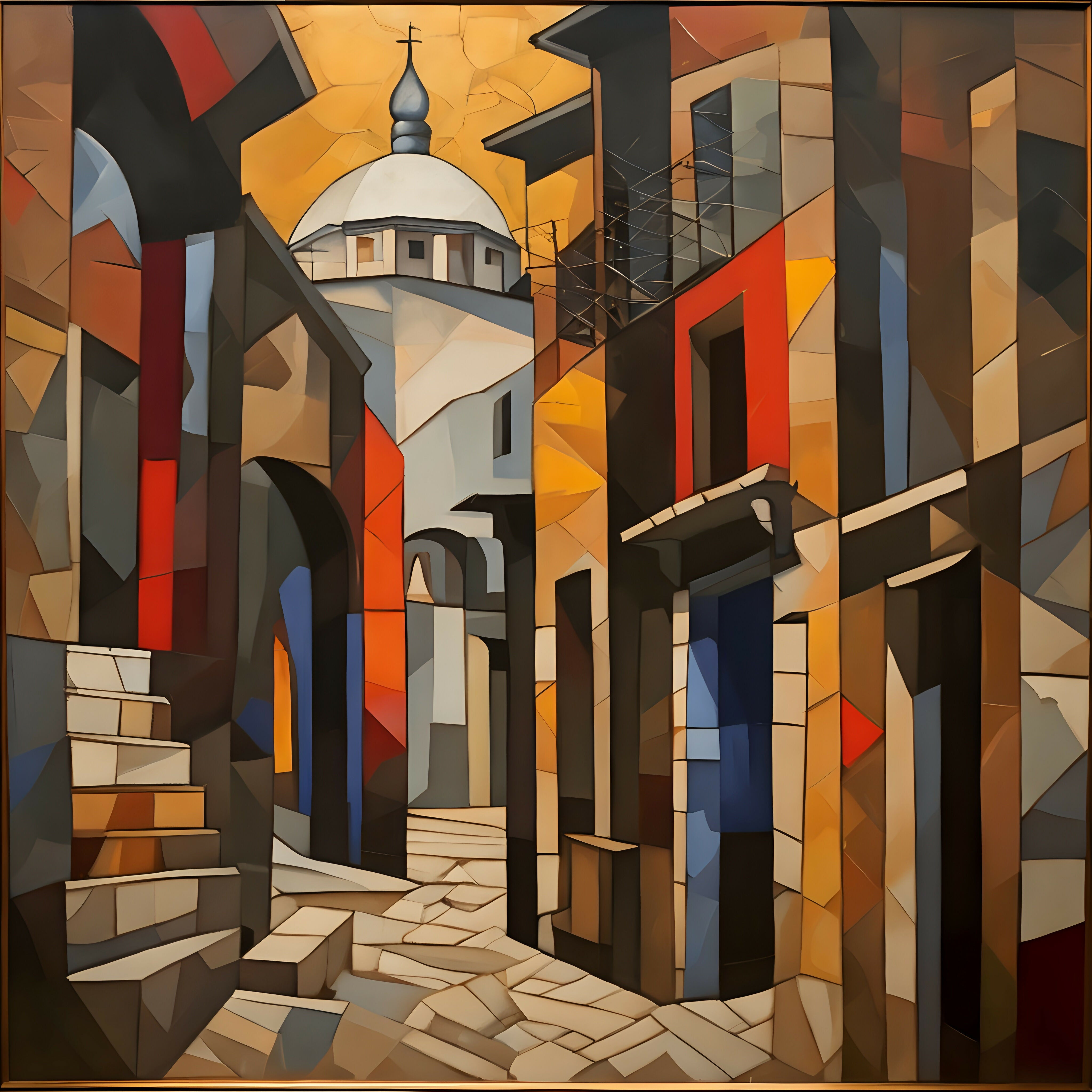 Abstract Art Cityscape Contemporary Dig ital Prints Surrealism In the Corridor of a Street, Istanbul karis deniz kara