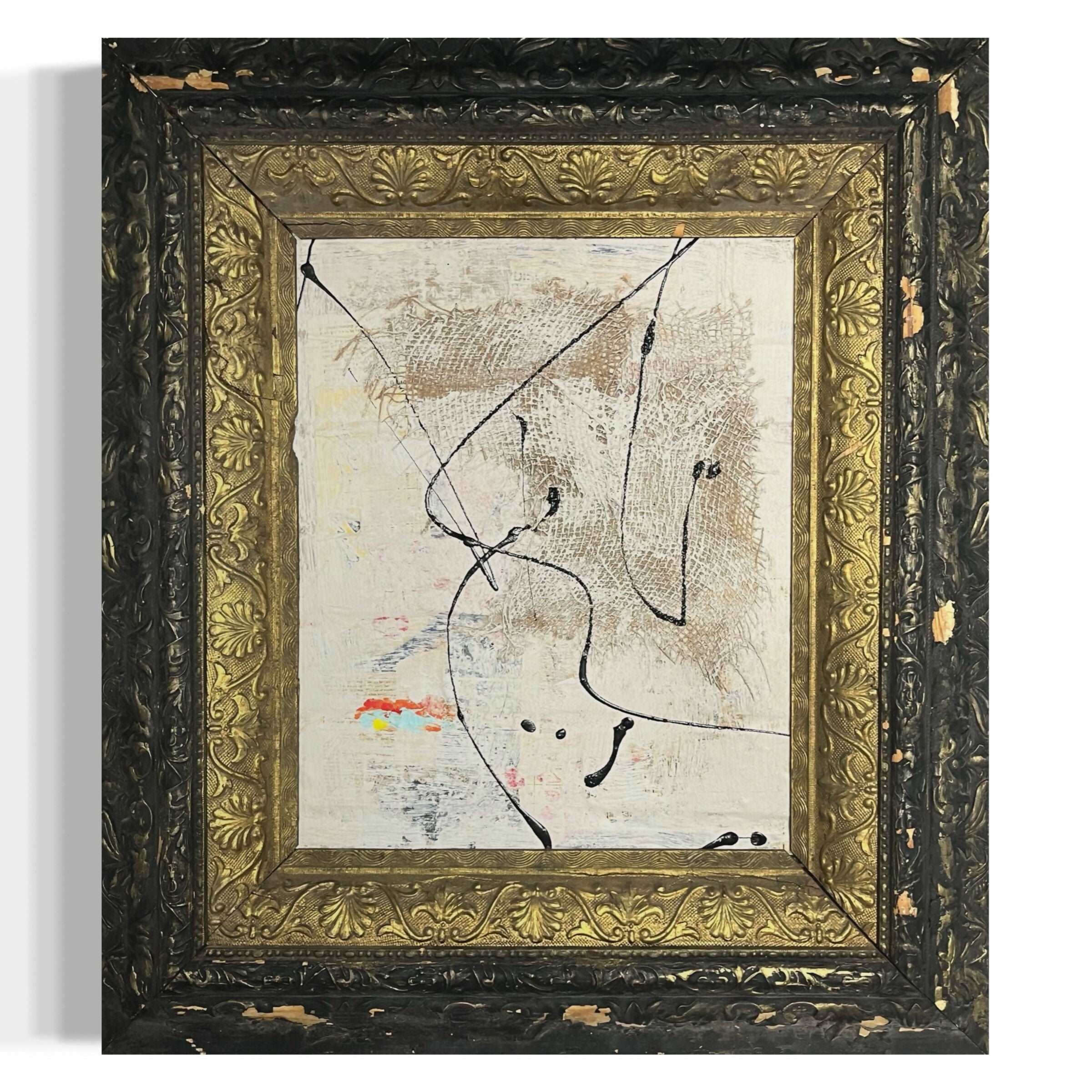 Abstract Collage Contemporary Mixed Media Painting "Melancholy I" Original Framed Mixed Media Abstract Art Painting 24x28 Sam Lewis