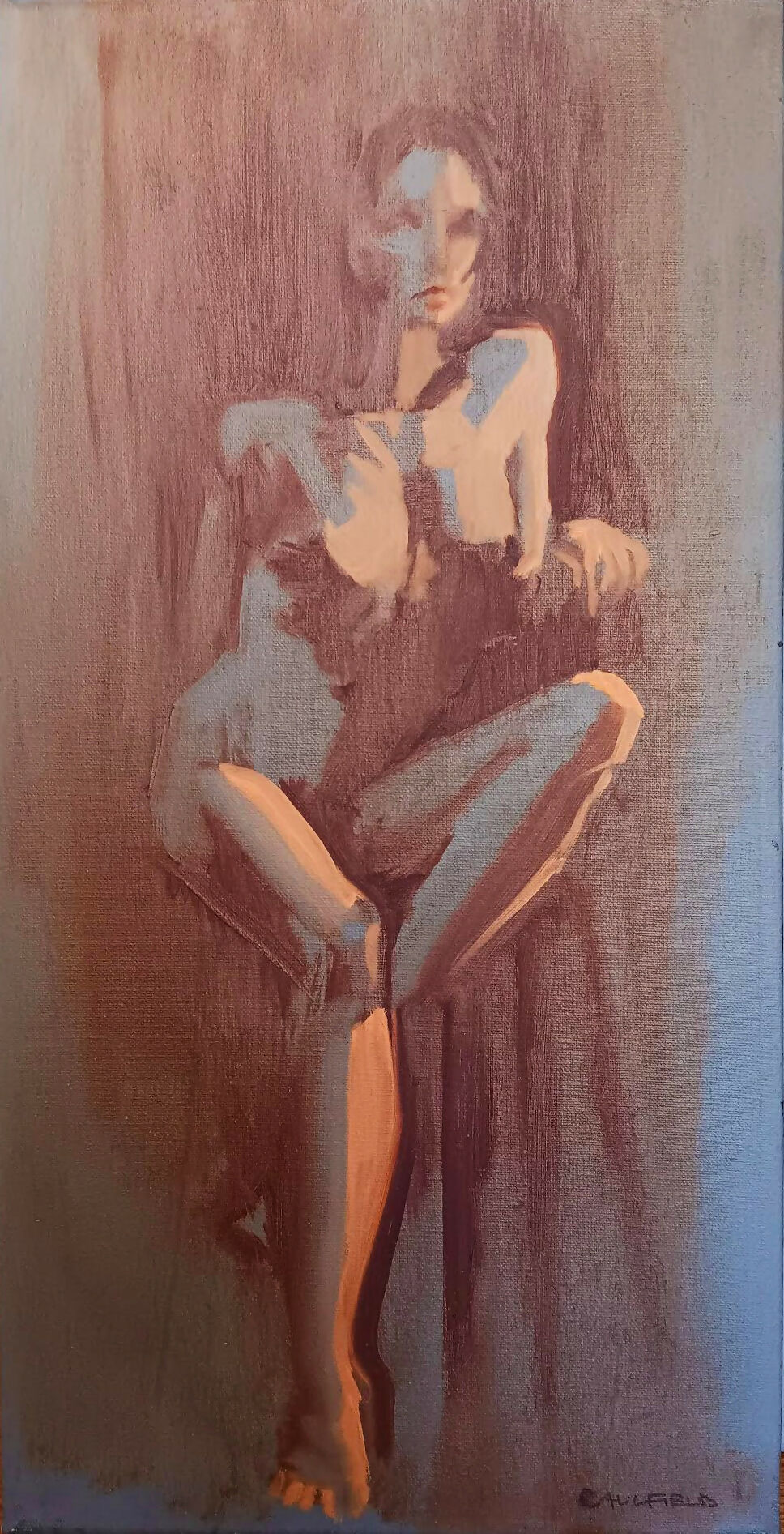 Art Figurative Oil Painting Seated Light Heather Caulfield