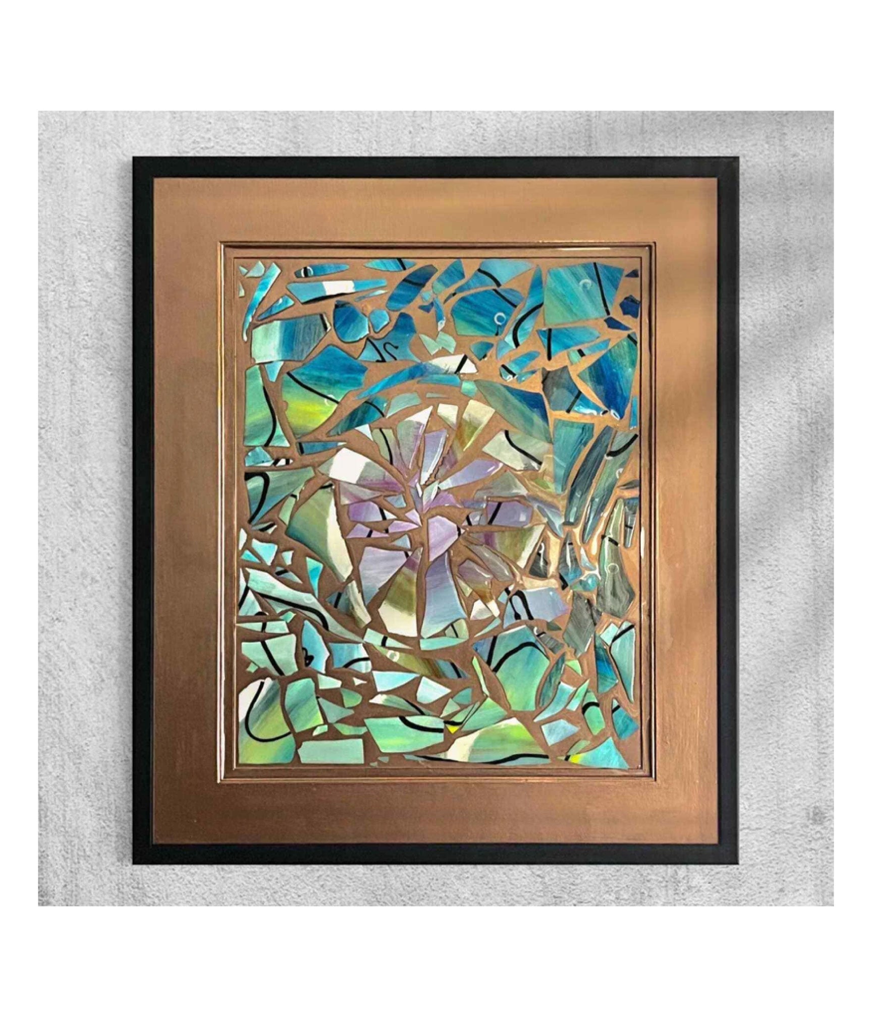 'SHATTERED GLASS' - Original Framed Abstract Art Painting Collage Assemblage.