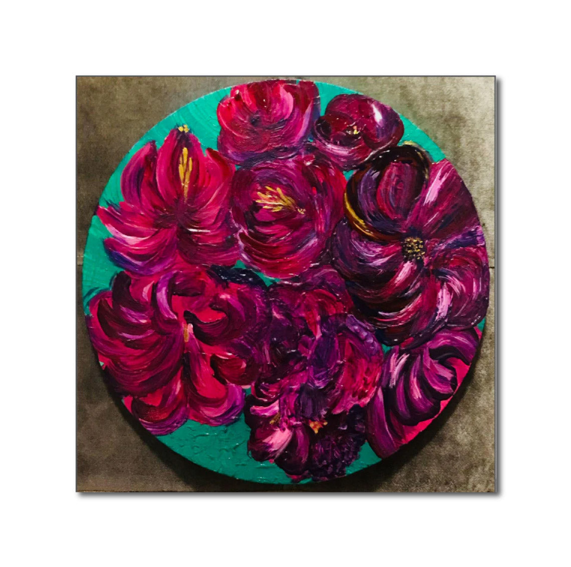 Contemporary Figurative 'SUCCULENT PEONIES' - Acrylic on canvas, varnish Elena Suprema