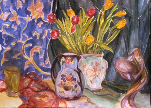'STILL LIFE WITH TULIPS #2' - Watercolor on Paper