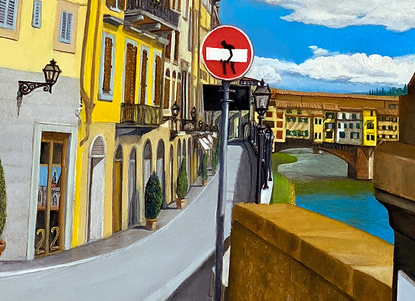 Oil 'STREET ART IN FIRENZE' - Oil on Canvas Apricus Art Collection