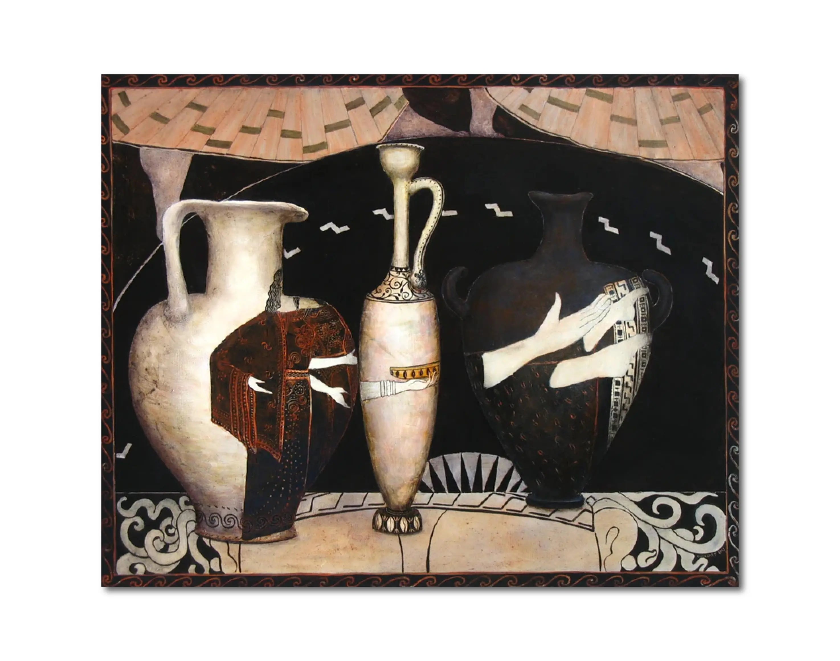 'THREE GREEK VESSELS' - Oil on Canvas