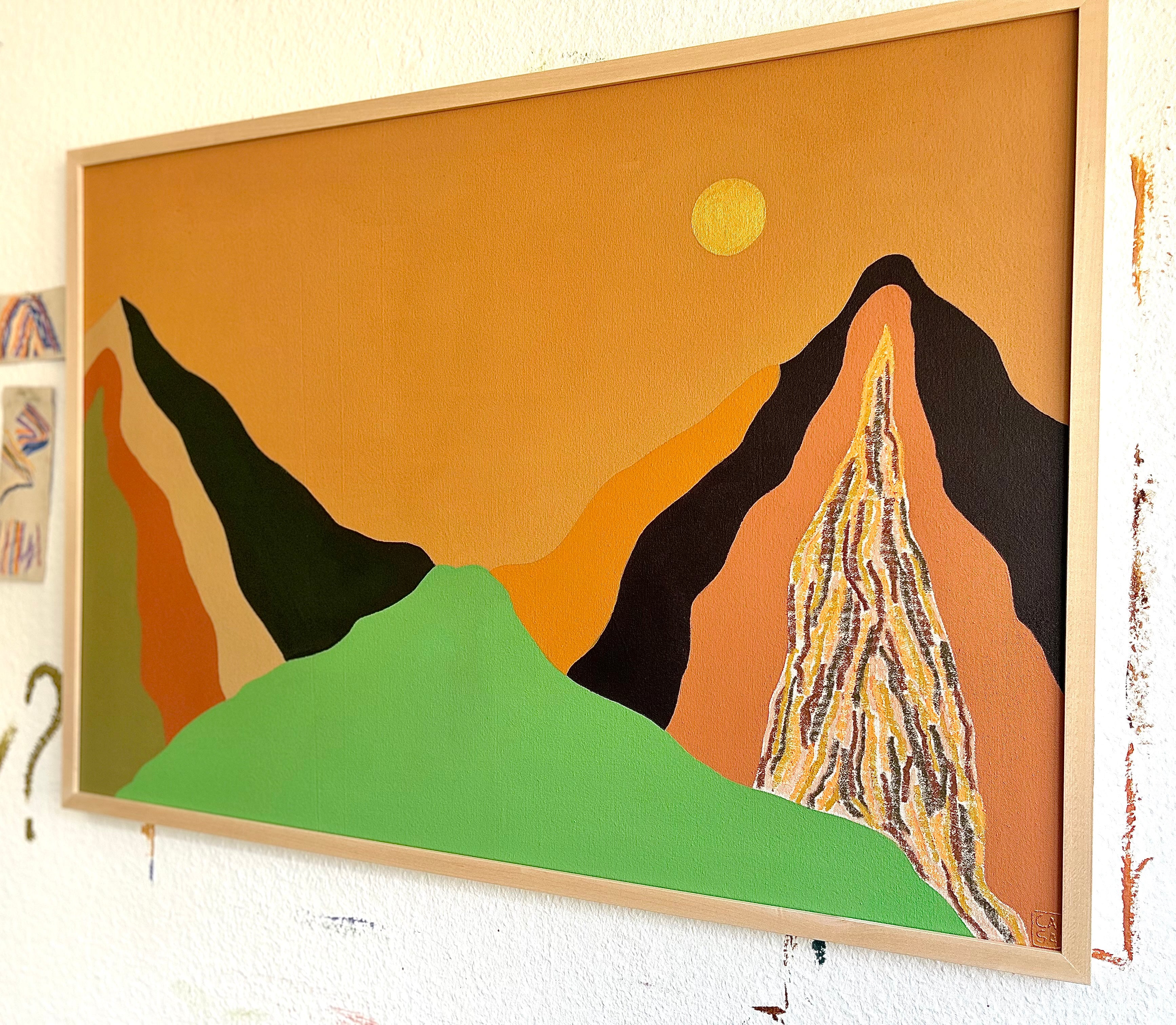 'THE SUN BEHIND THE MOUNTAINS' - Acrylic and Oil Pastels on Canvas
