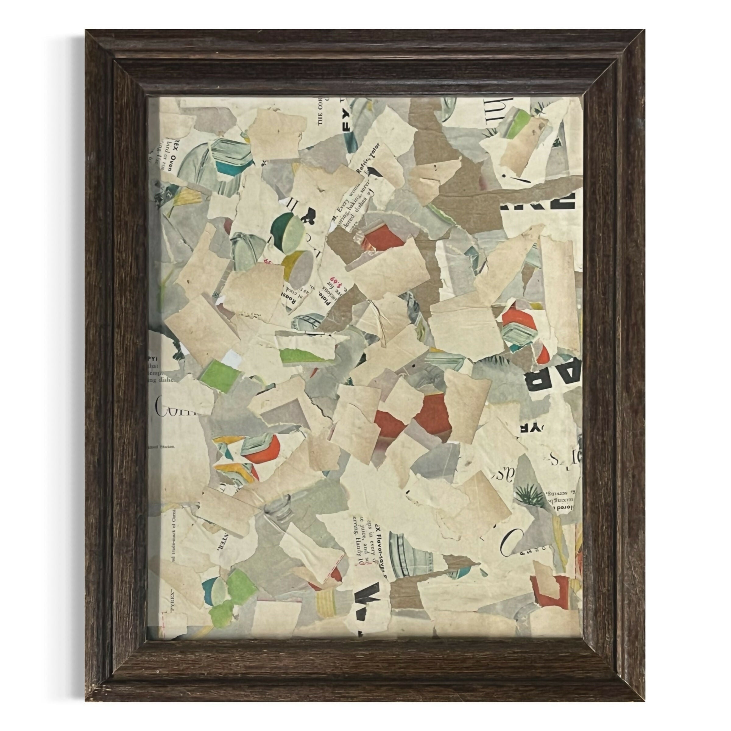 Abstract Collage Contemporary Mixed Media Painting "1952 Pyrex Ad" Original Framed Mixed Media Abstract Art Collage 10x12 Sam Lewis