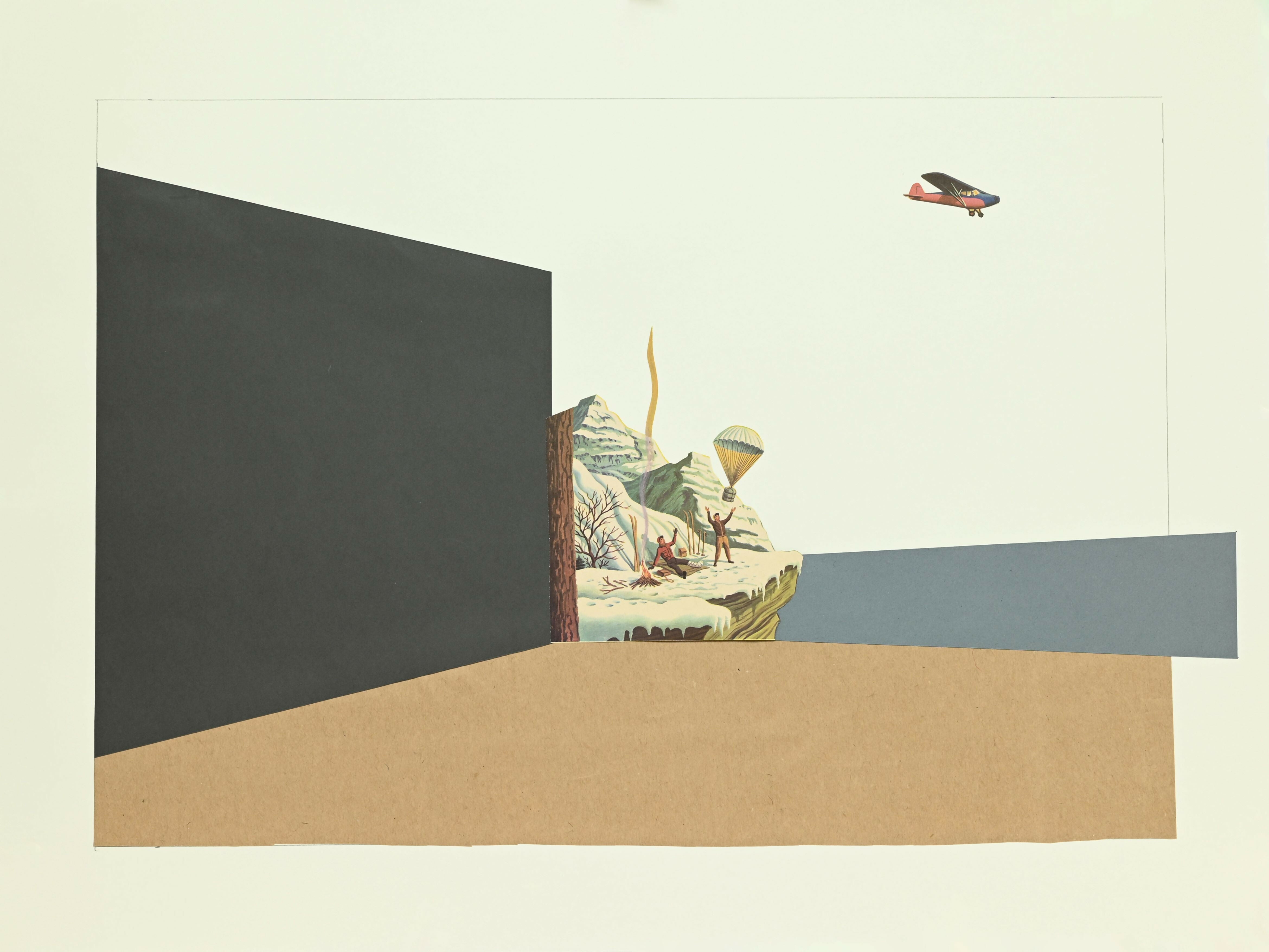 Collage Contemporary Composition with Spotter Plane II Timothy deVries