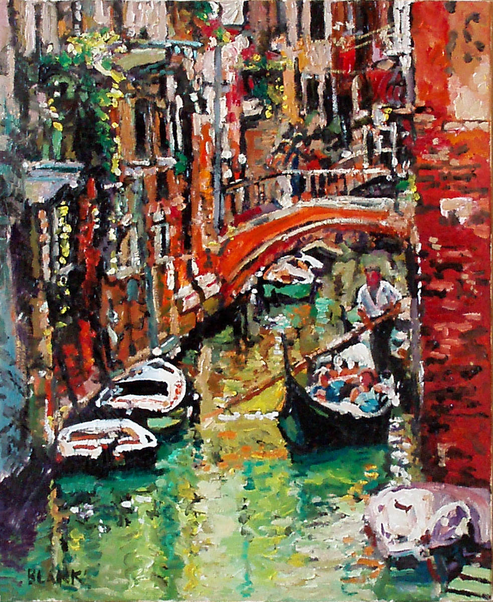 Europe Landscape Oil Venice 'GONDOLA POPOL' - Oil Jerry Blank