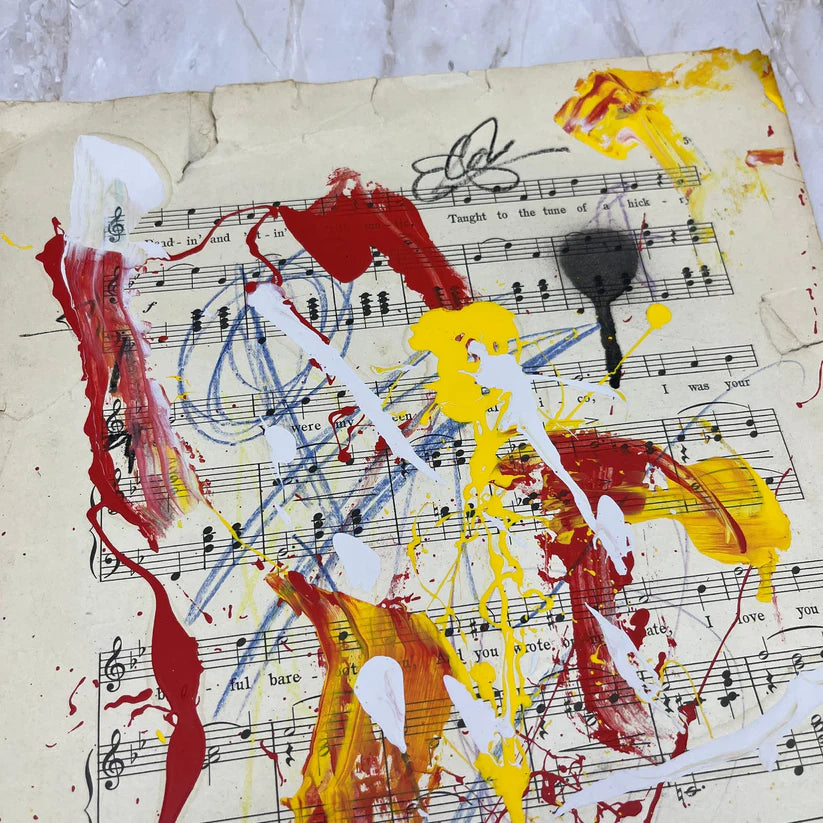 Abstract Mixed Media Painting 'VIVID NOTES SIGNED #3' - Mixed Media Abstract Art Painting Sam Lewis