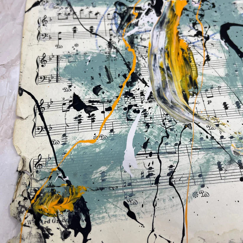 Abstract Mixed Media Painting 'VIVID NOTES SIGNED #4' - Mixed Media Abstract Art Painting Sam Lewis