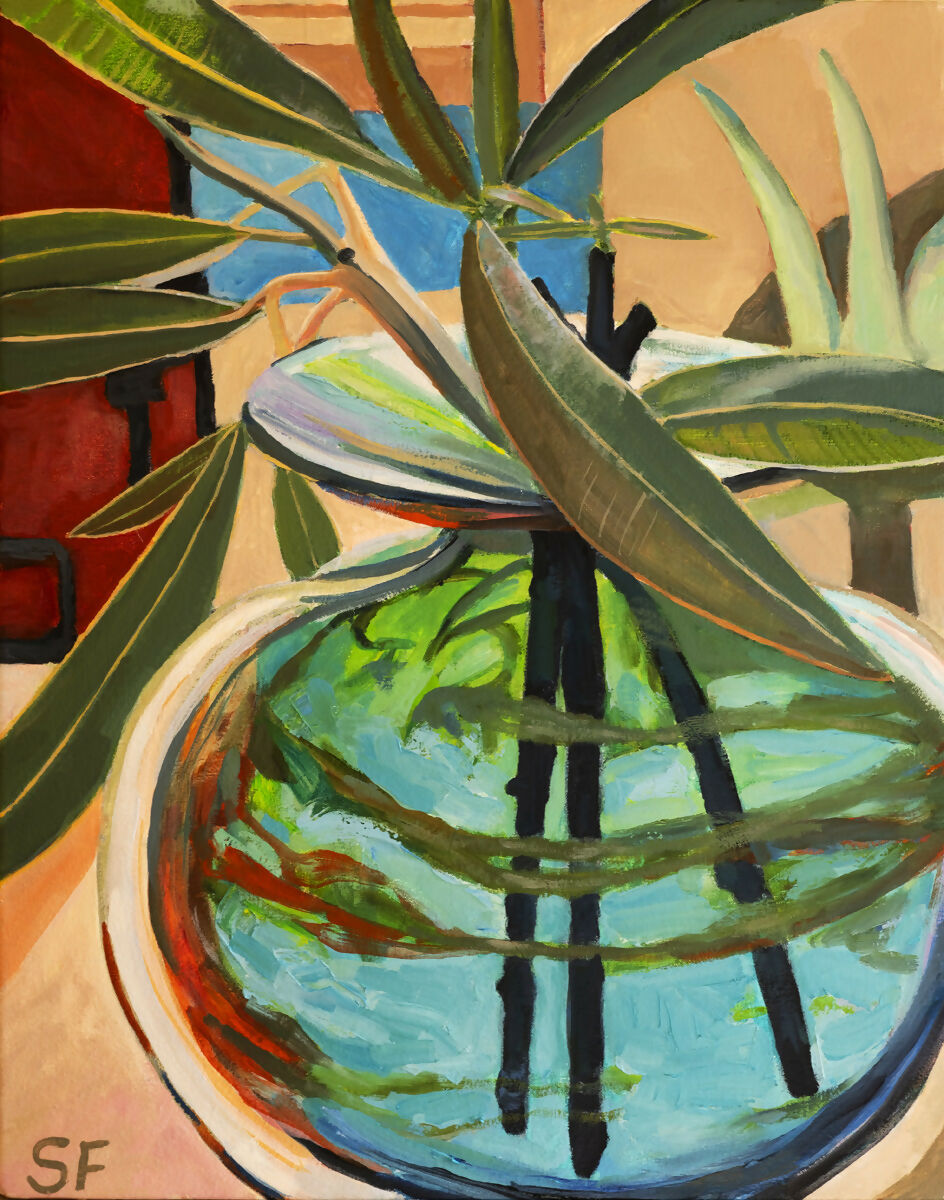 Oil Painting Oleander and Medina glass Stuart Franklin