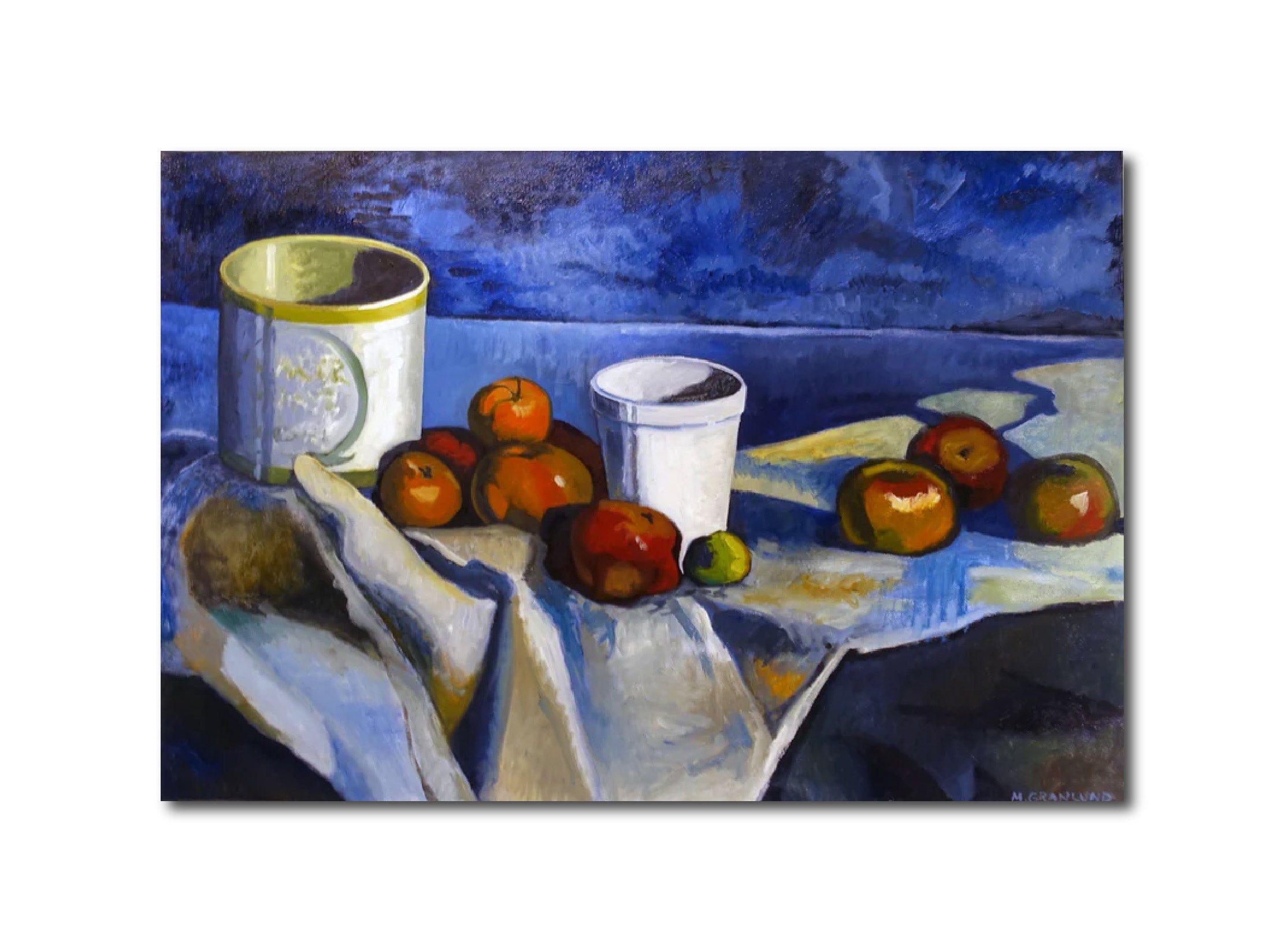 'STILL LIFE WITH ARCTIC APPLES, STYROFOAM CUP AND OIL CAN' - Oil Paint on Canvas