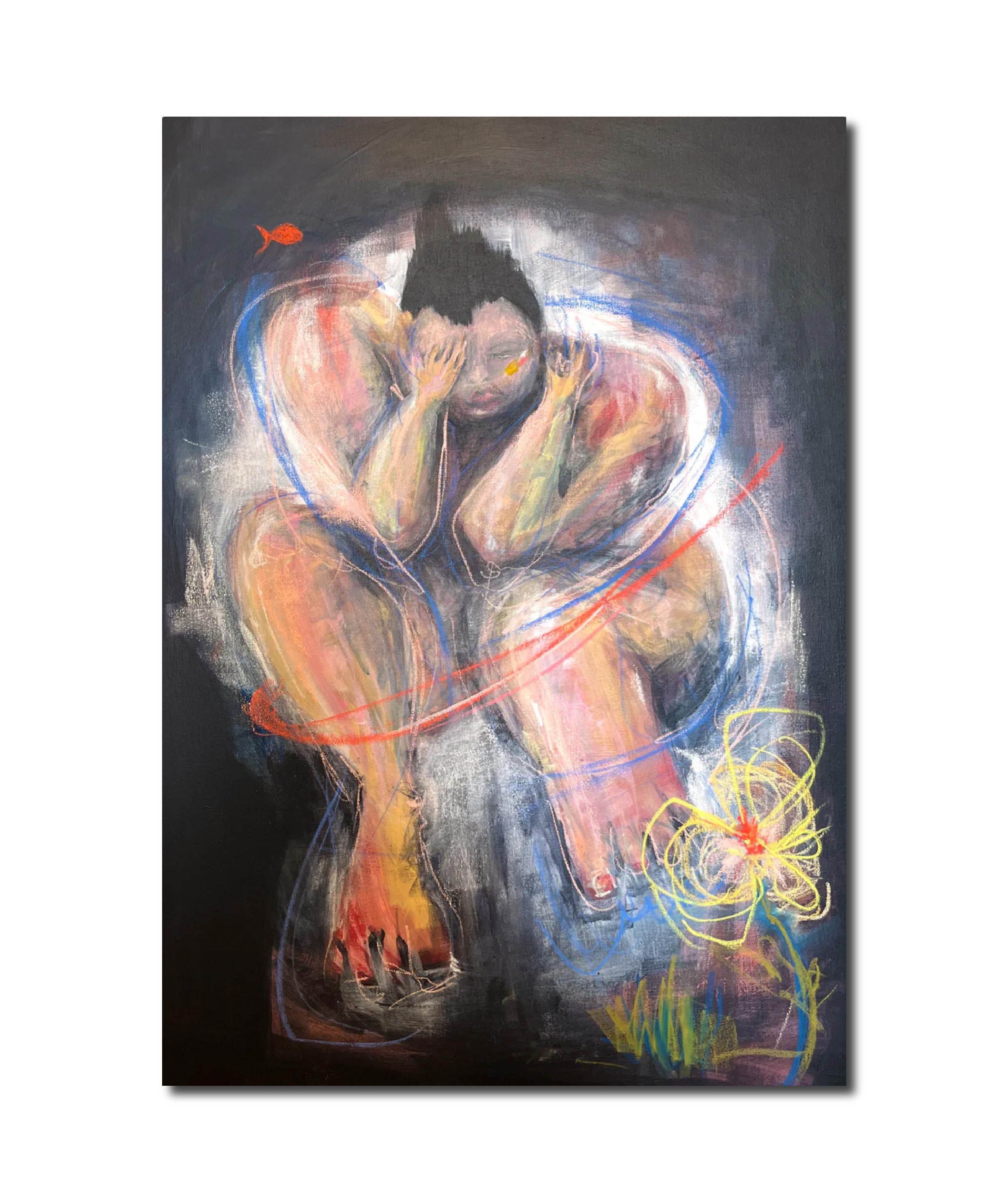 Contemporary Drawing Figurative Surrealism 'INN[T]ERMISSION 06' - Acrylic and Soft Pastel on Canvas Milan DelVecchio