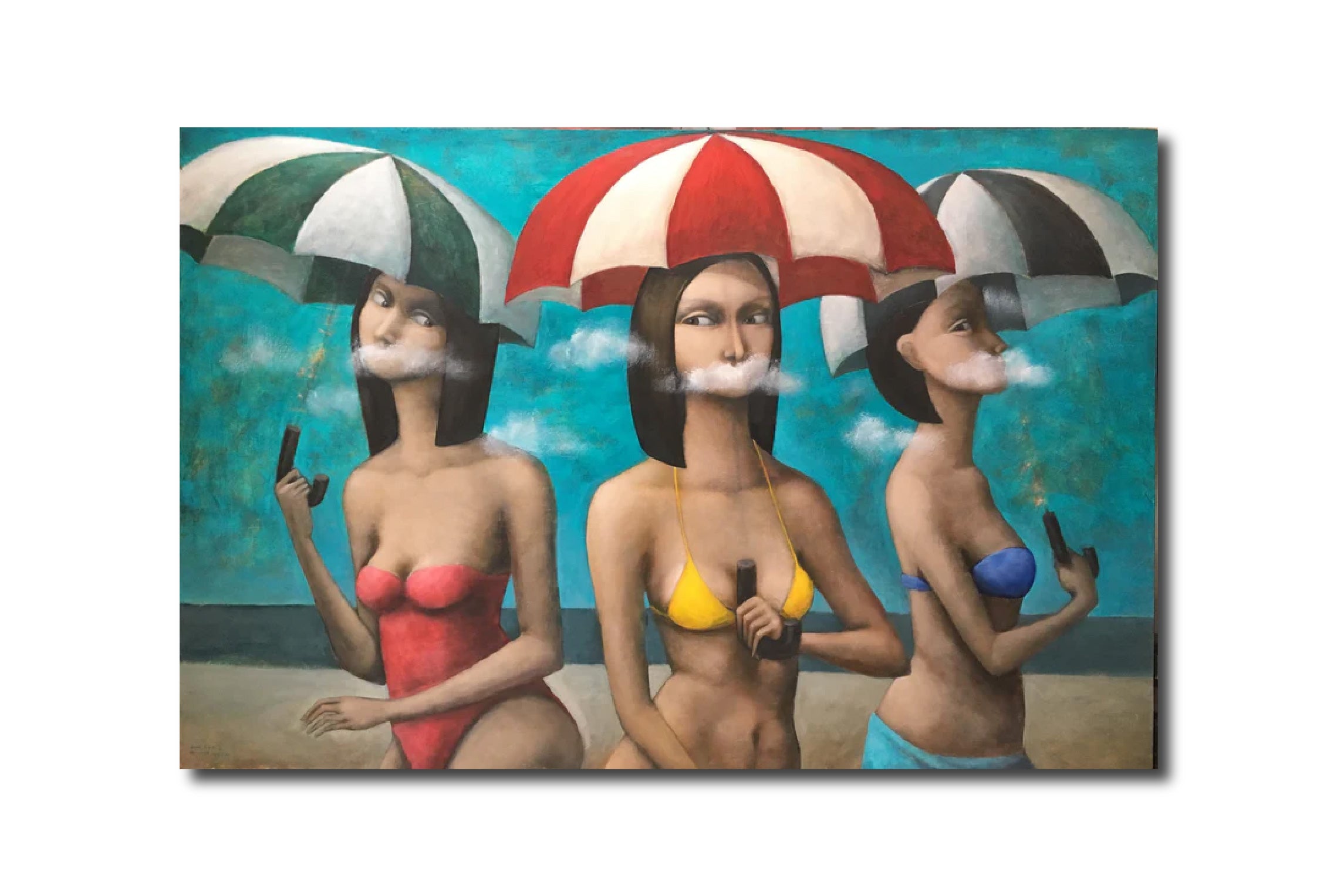 Surrealism 'A SUMMER DAY' - Oil and Acrylic on Canvas Hector ACEVEDO