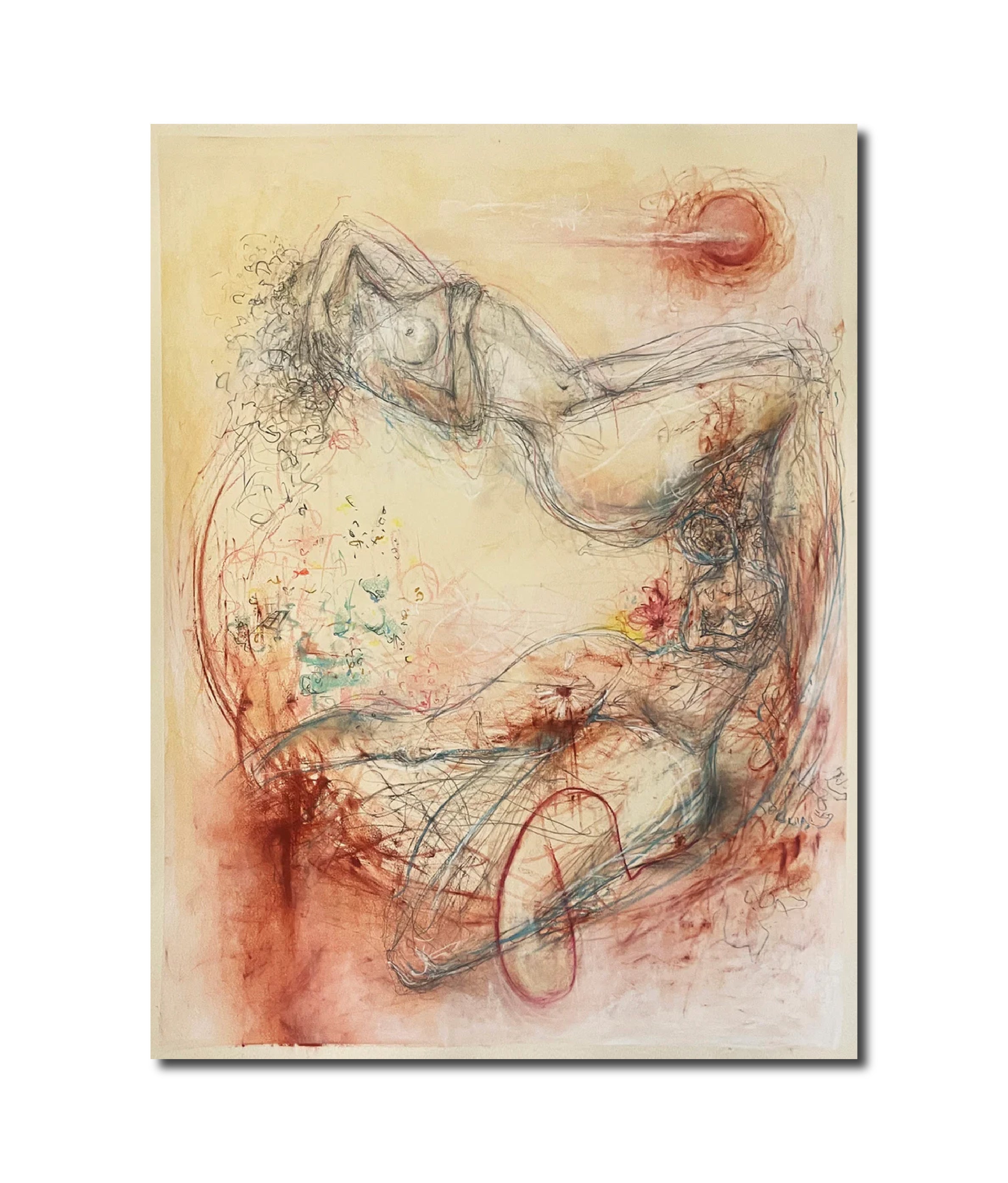 Contemporary Drawing Figurative Surrealism 'INN[T]ERMISSION 03' - Soft Pastel and Graphite on Paper Milan DelVecchio