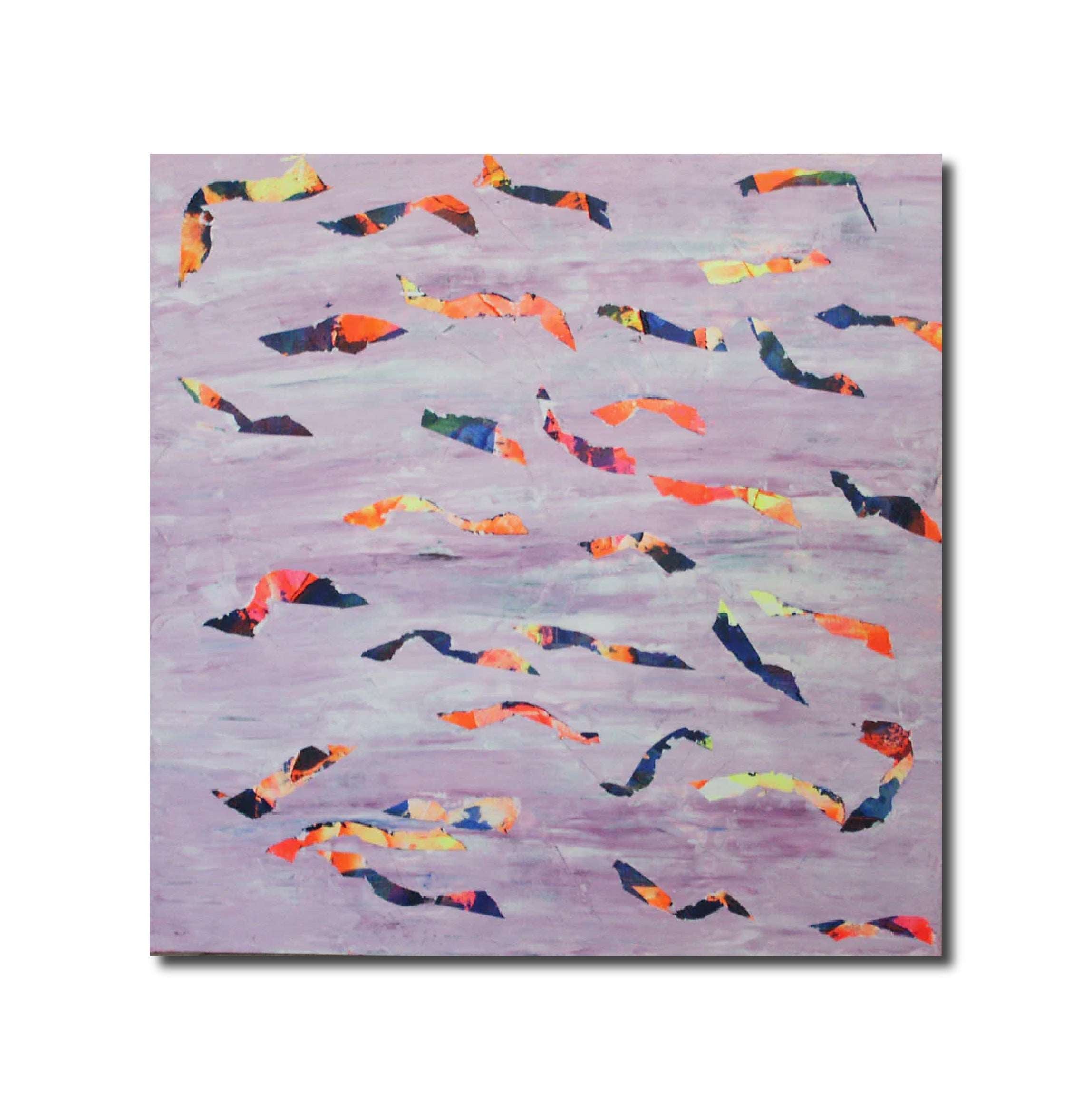 Painting 'BANC DE POISSONS' - Acrylic on Canvas Delphine DESSEIN