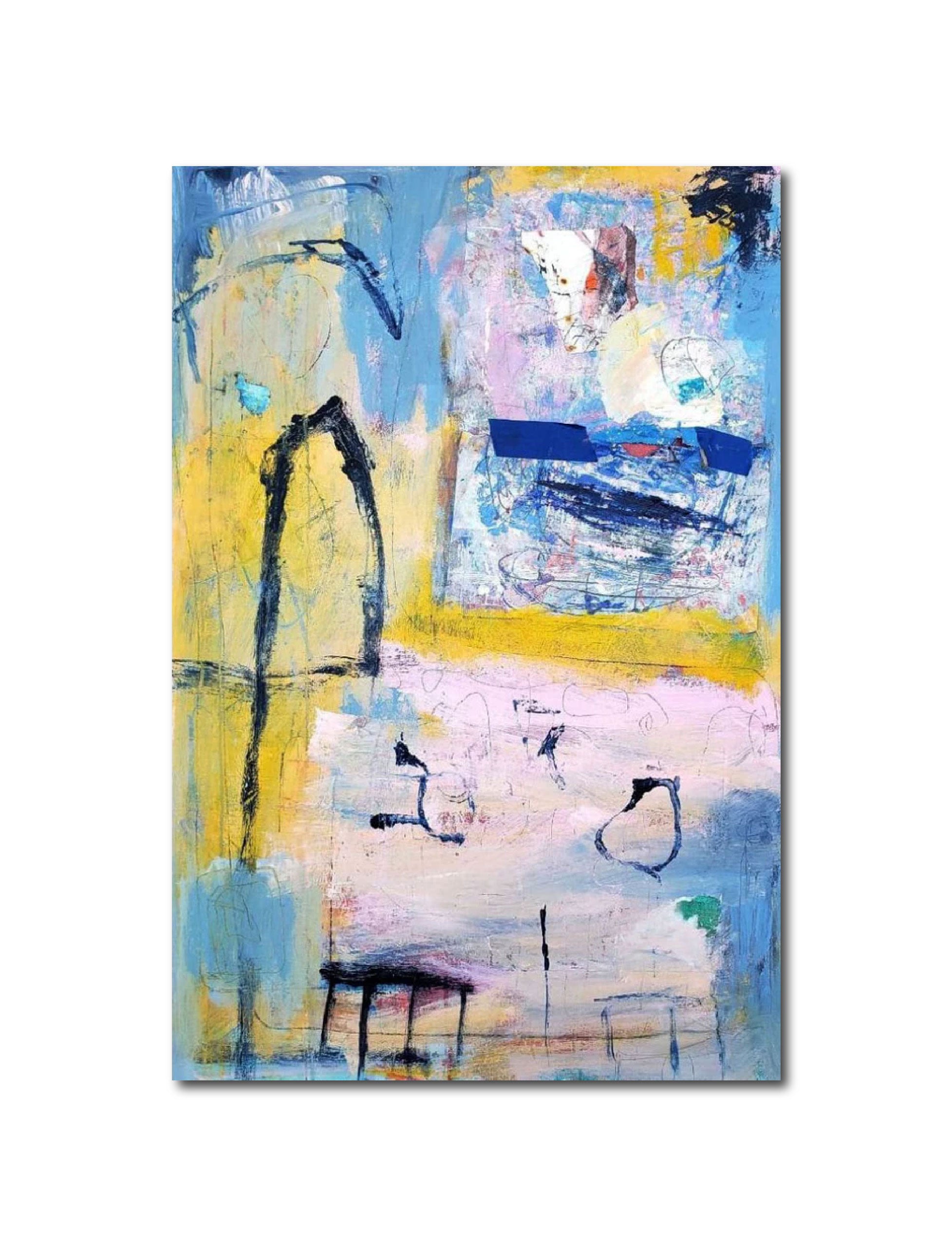 Abstract Acrylic Contemporary Expressionist Painting 'THE BEGINNING OF TIME' - Acrylic, Graphite, & Pastel on Canvas Natalie Dadamio