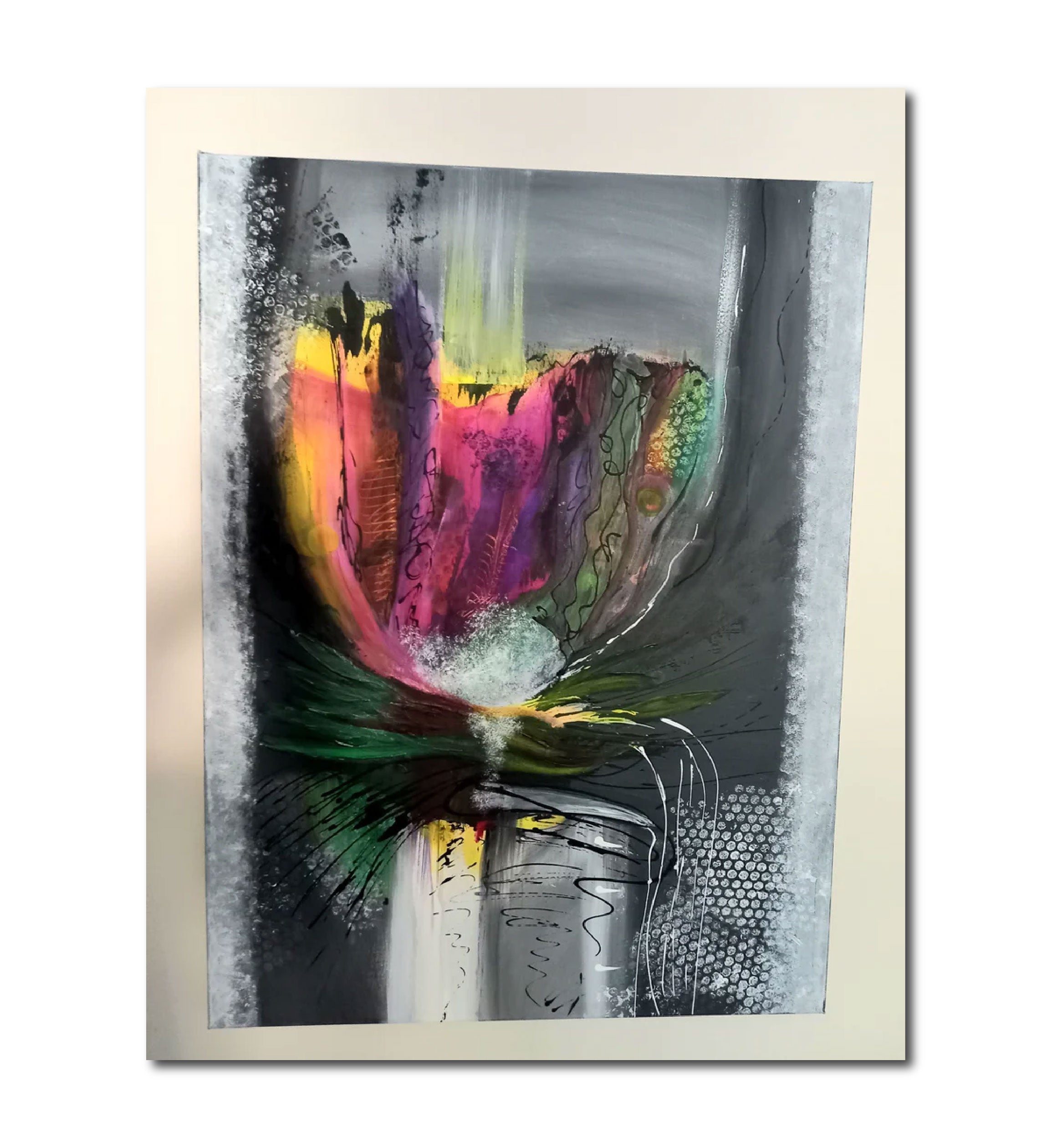 Abstract 'IMAGINARY FLOWER' - Abstract Acrylic Painting on Canvas Nina Akerlund