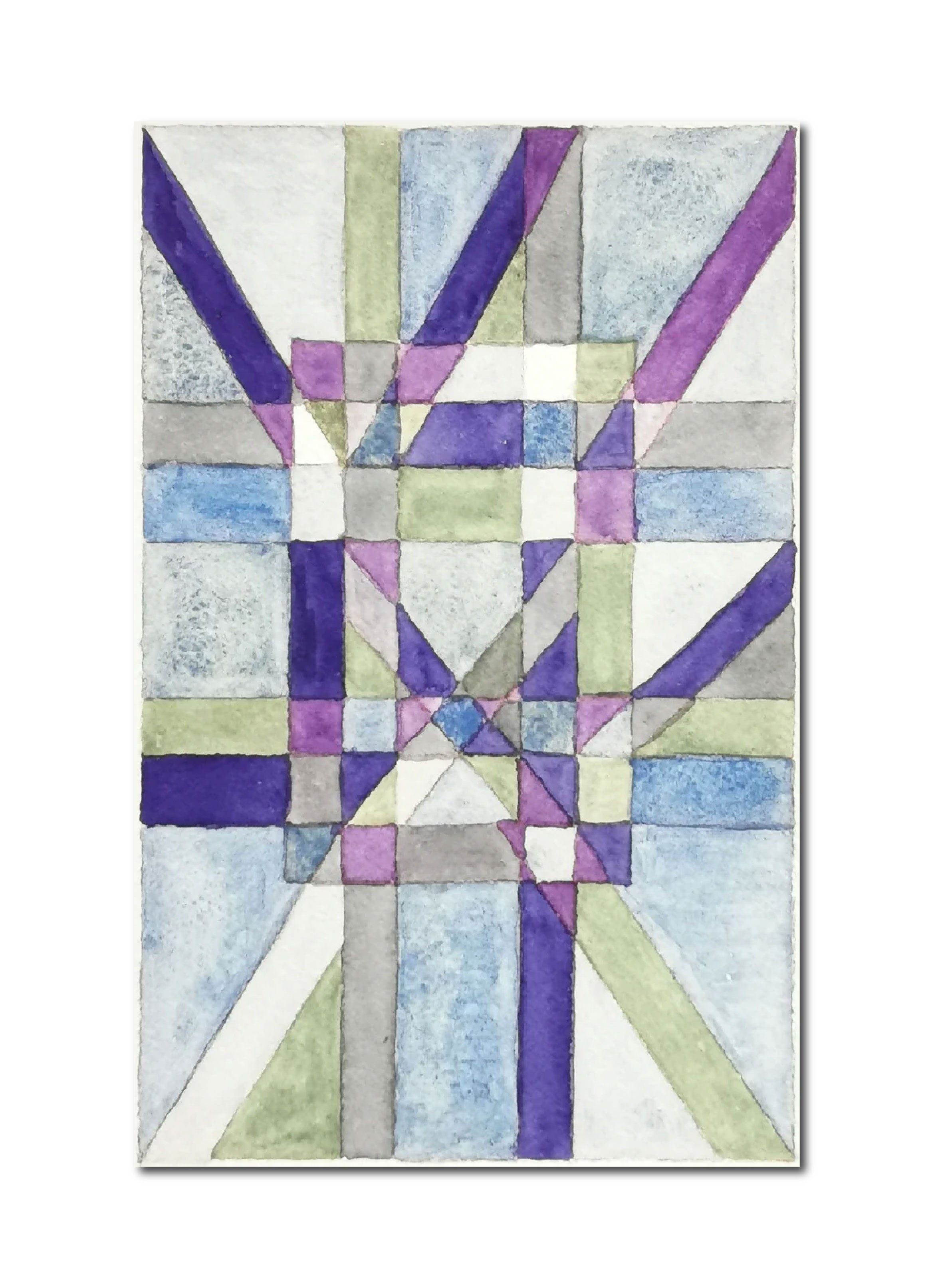 Abstract Contemporary Expressionist Geometric Watercolor 'WEIGHTINGS IN THE SYSTEM 12' - Watercolor on paper Miika Nyyssonen