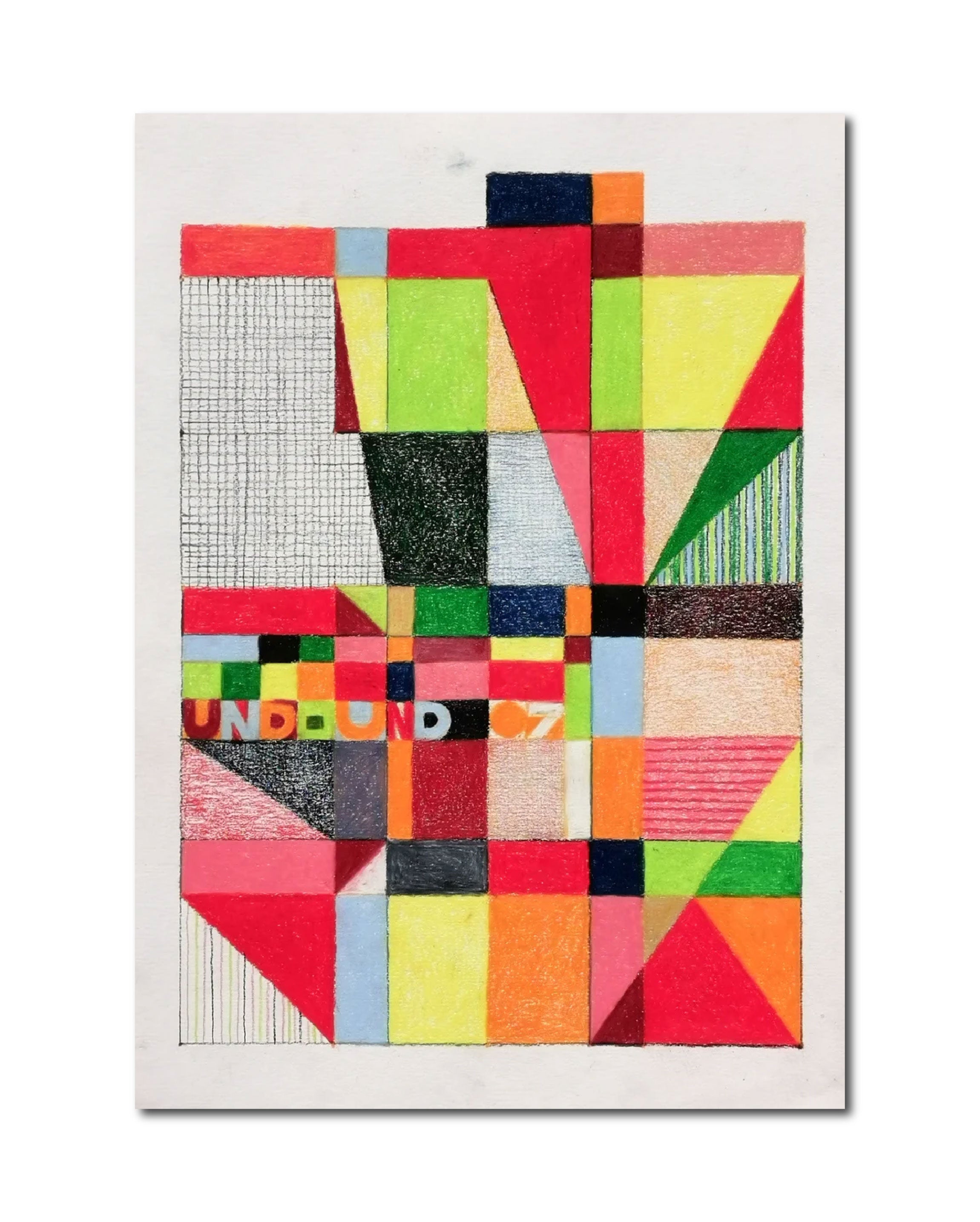 Abstract Contemporary Geometric 'UND - UND 07' - Colored Pencil on Paper Miika Nyyssönen