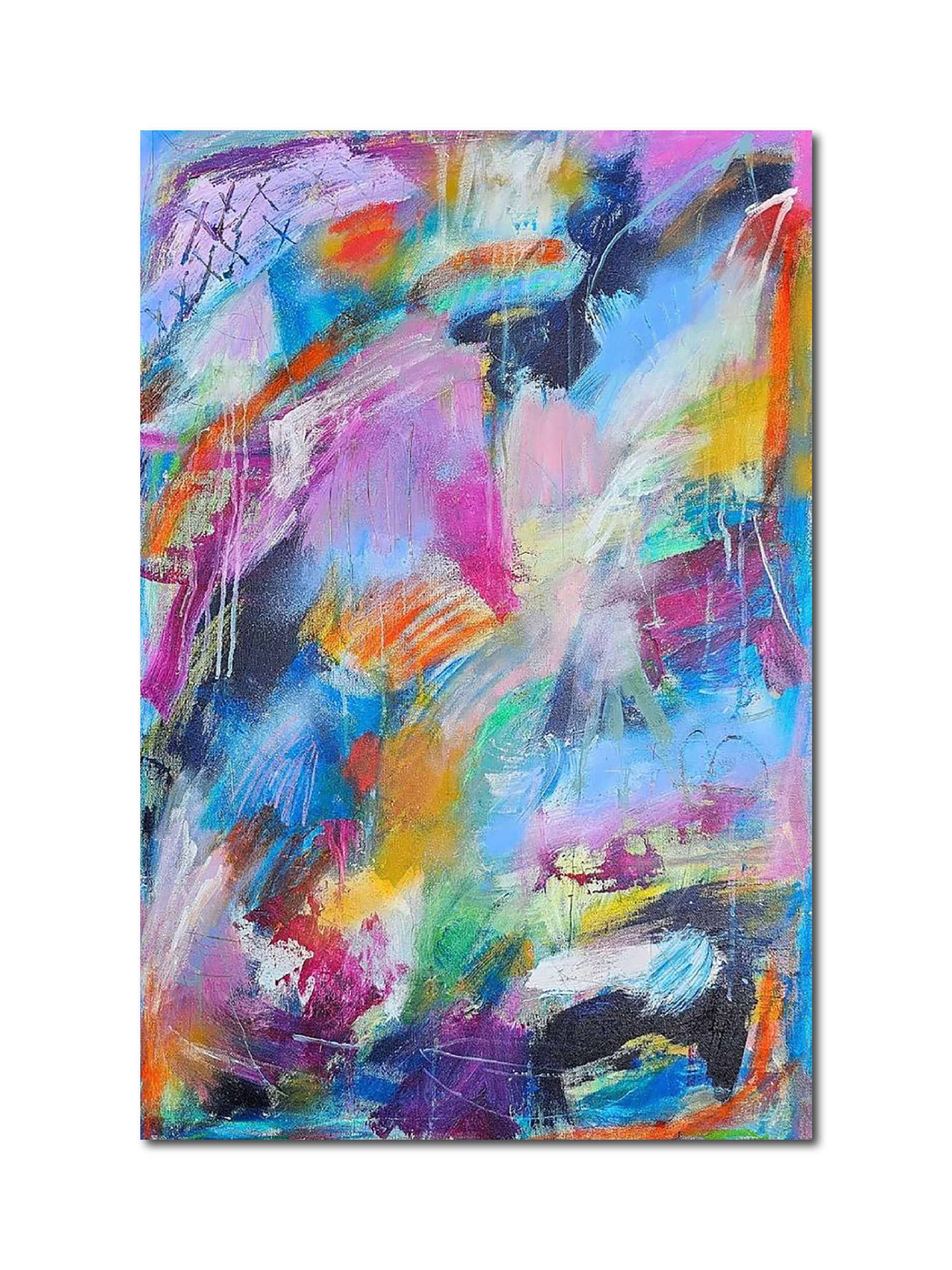 Abstract Acrylic Artwork Contemporary Expressionist Painting 'SENSING INFINITY' - Acrylic, Graphite, & Pastel on Canvas Natalie Dadamio