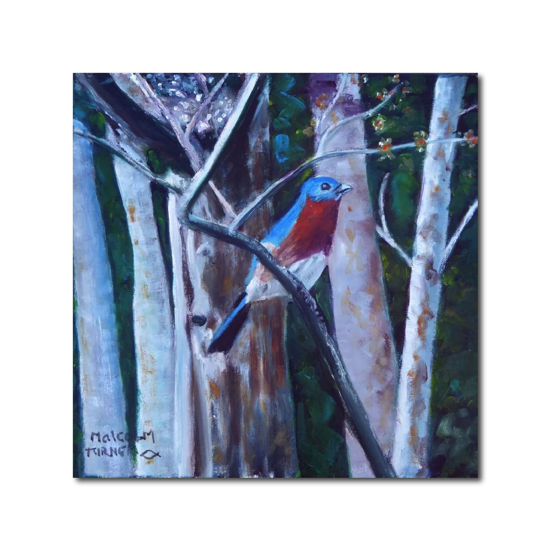 Figurative 'BLUEBIRD' - Oil Painting on Stretched Canvas Apricus Art Collection