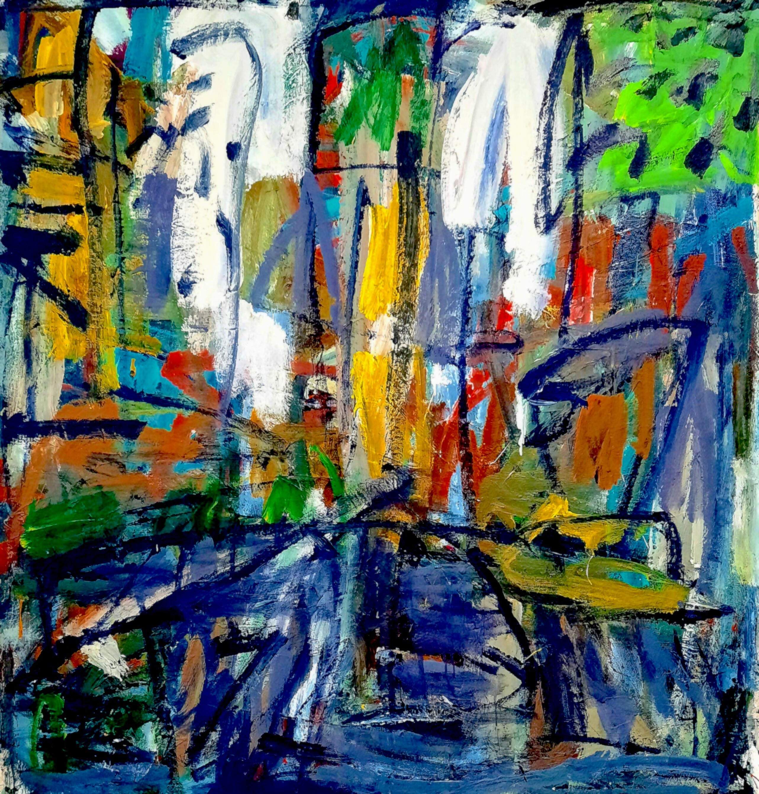 Acrylic Cityscape Contemporary Expressionist Cityscape David Derish