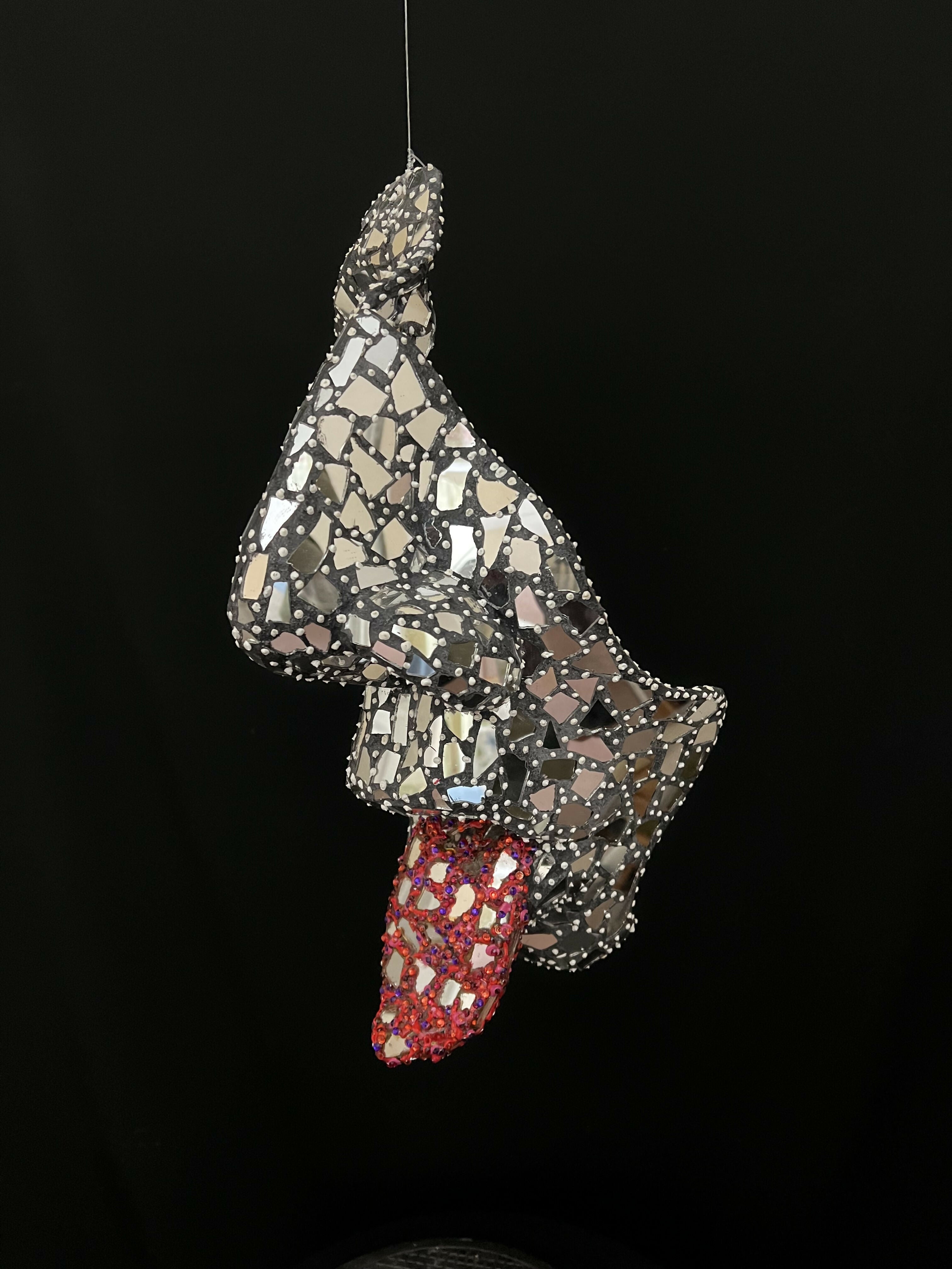 Figurative Mixed Media Mosaic Sculpture " The Pill Taker " Andru Fijalkowski