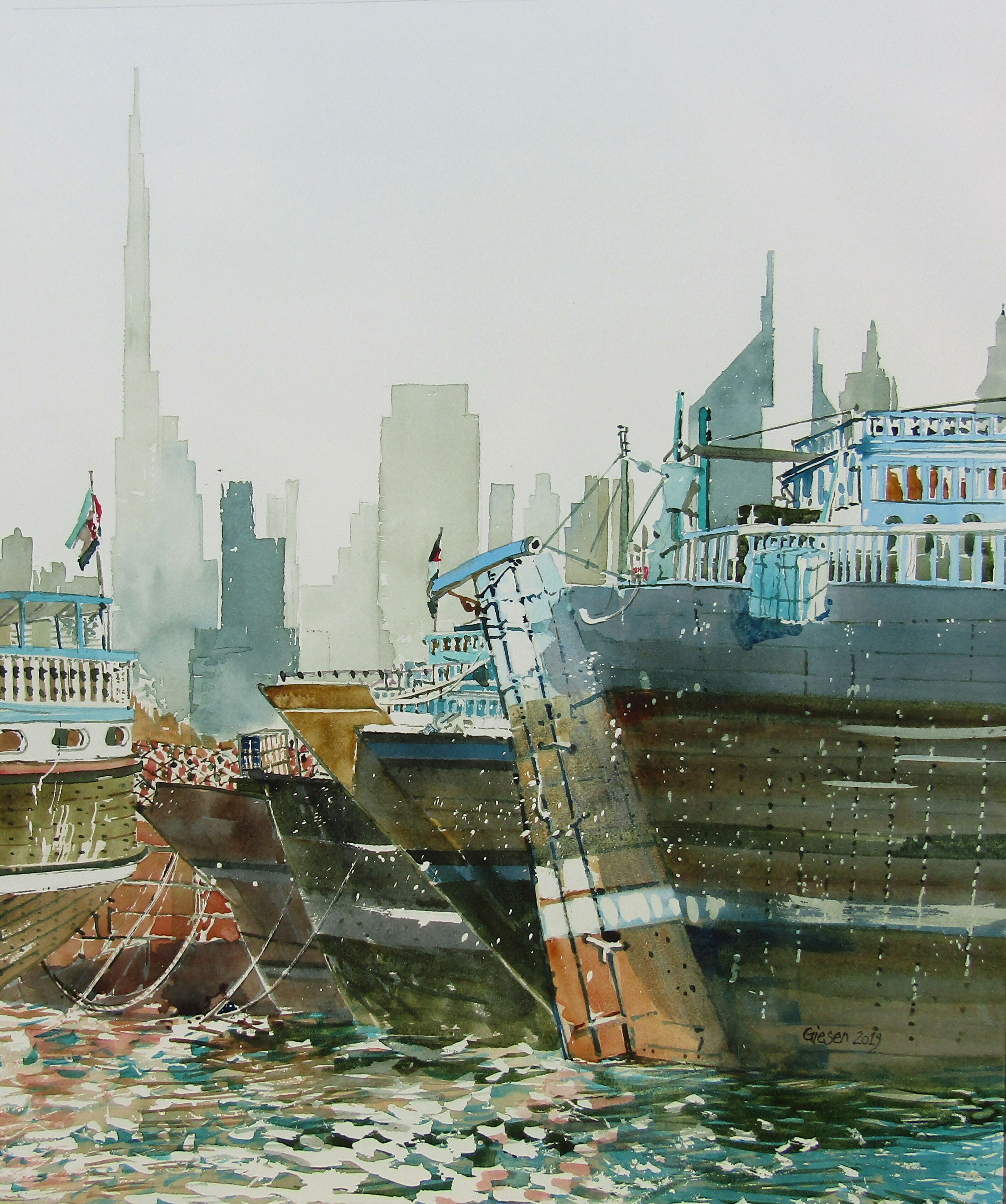 Watercolor Dubai Contrast, 61 x 51 cm Martin Giesen