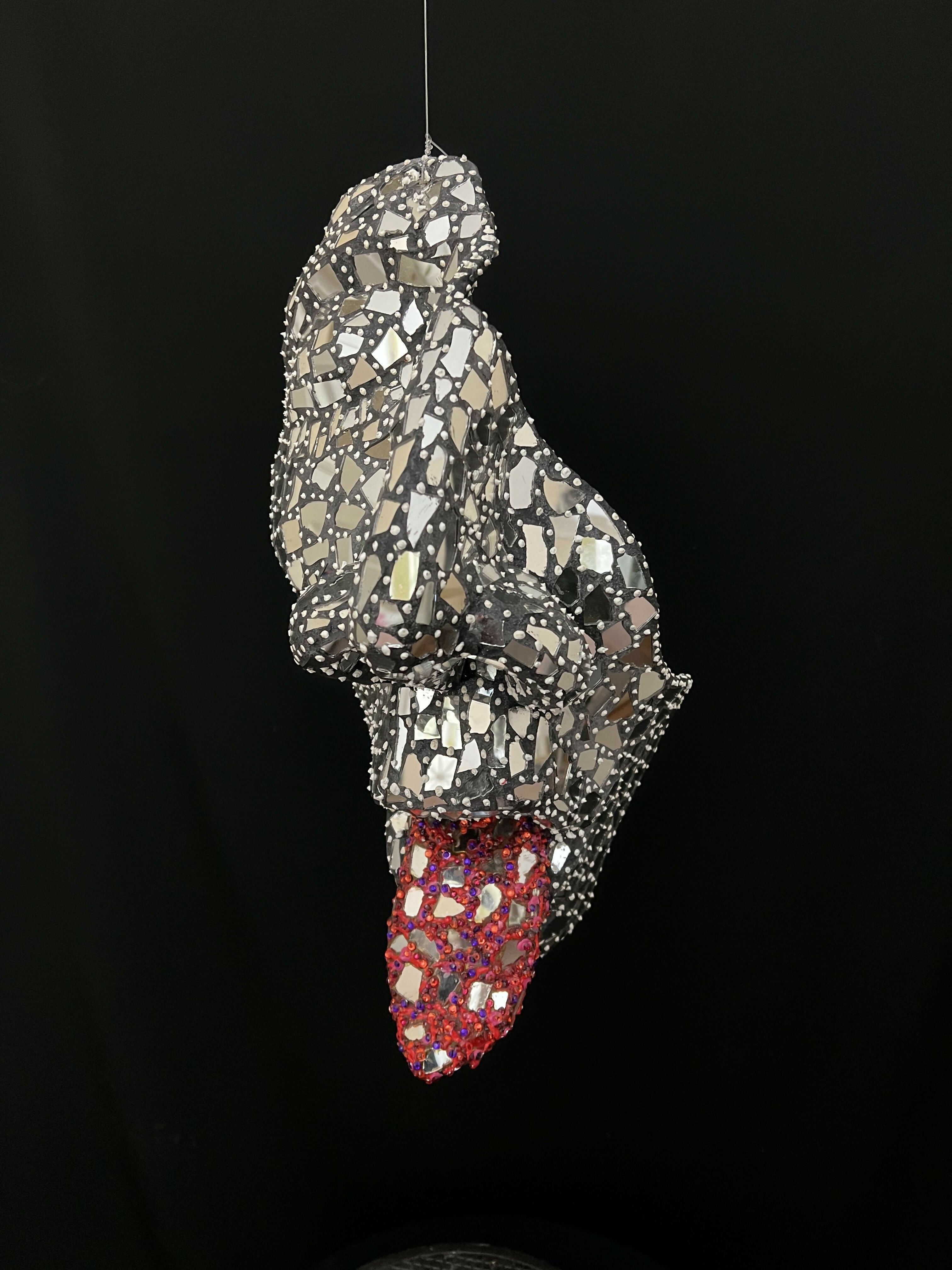 Figurative Mixed Media Mosaic Sculpture " The Pill Taker " Andru Fijalkowski