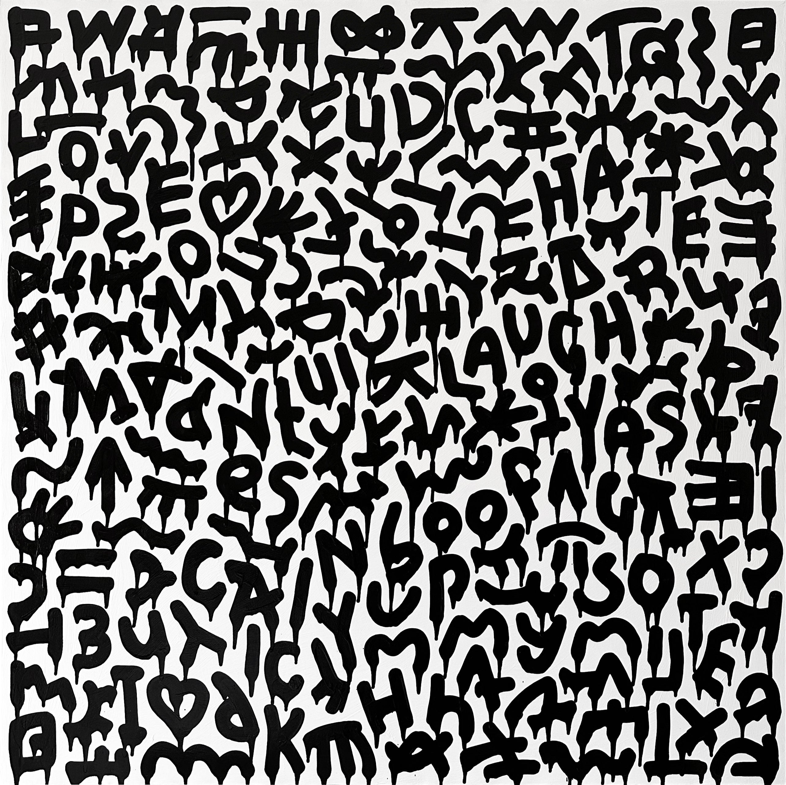 Abstract Acrylic black Contemporary letters white 'YOU SEE ME LAUGH' - Acrylic on Canvas Oliver Cain