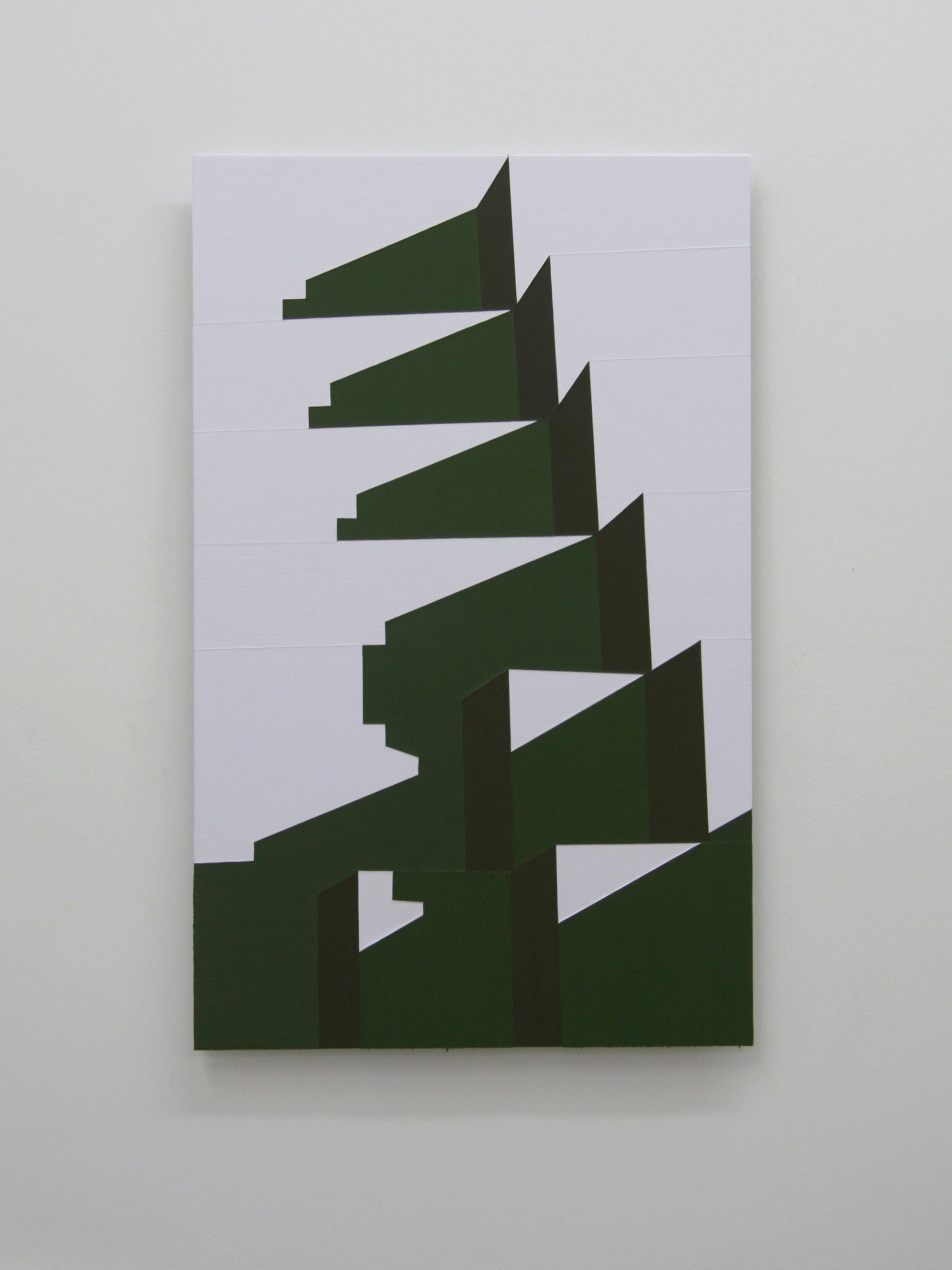 Abstract Acrylic Geometric Minimal Painting 'ZIGGURAT (GREEN)' - Acrylic on Aluminium Katherine Lubar