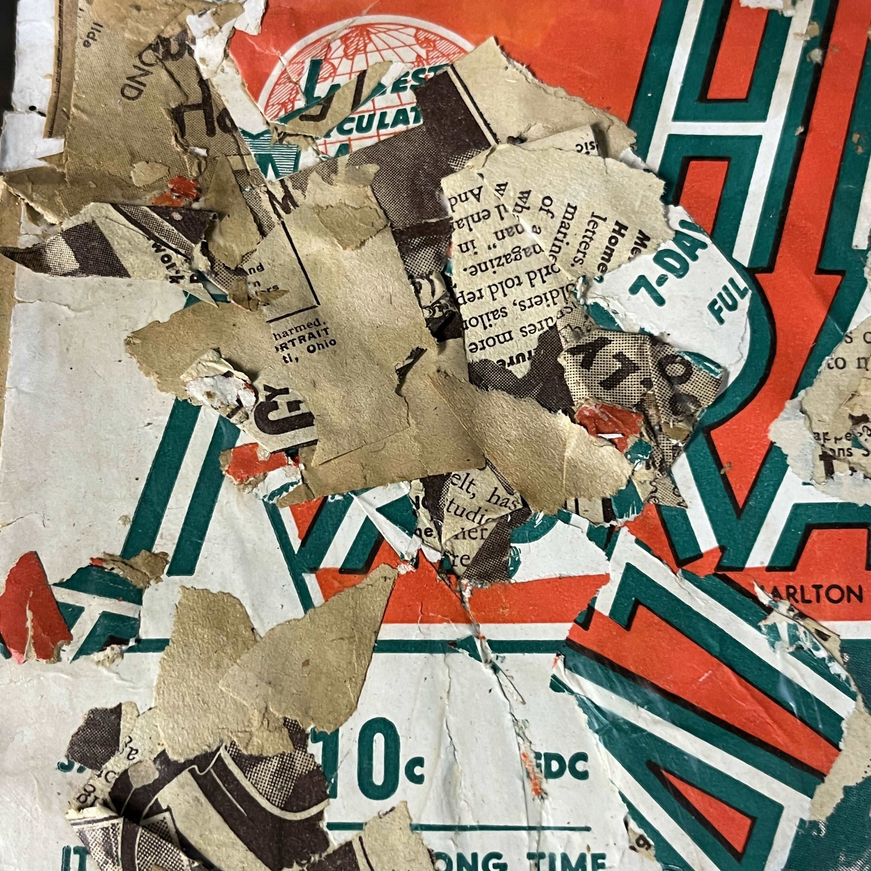 Abstract Collage Contemporary Mixed Media Painting "1946 Jan 12 Hit Parader Magazine" - Original Mixed Media Abstract Art Collage 9x12 Sam Lewis