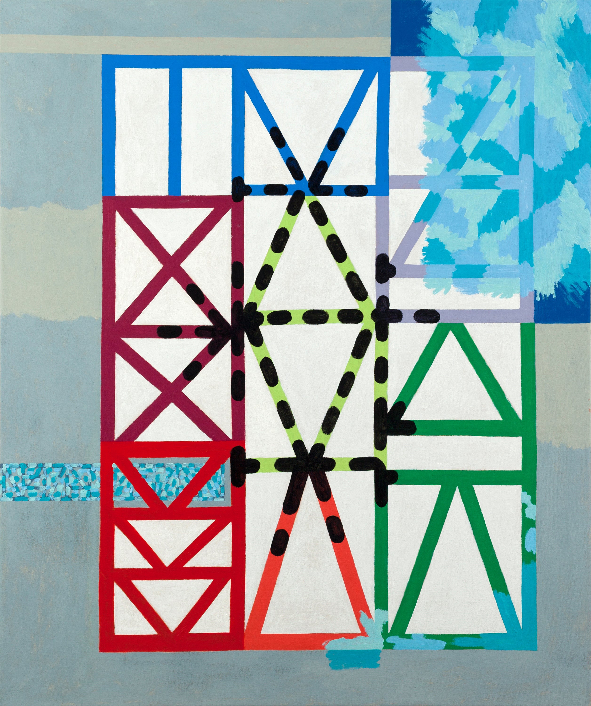 Abstract Contemporary Expressionist Geometric 'FACHWERK UND 48' - Oil on Canvas Miika Nyyssönen